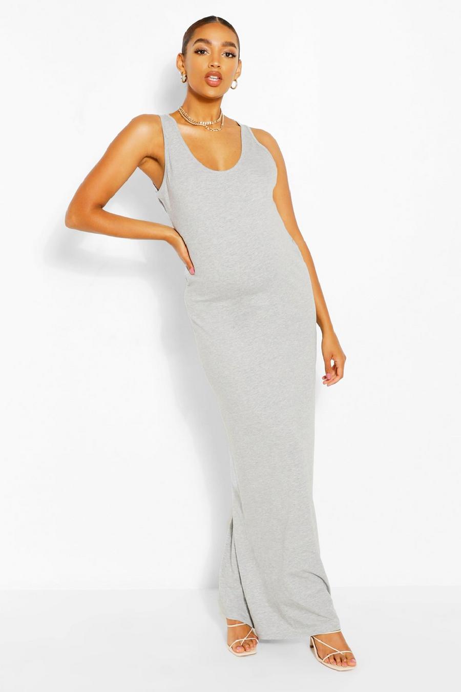 Grey marl Maternity Scoop Neck Jersey Maxi Dress image number 1