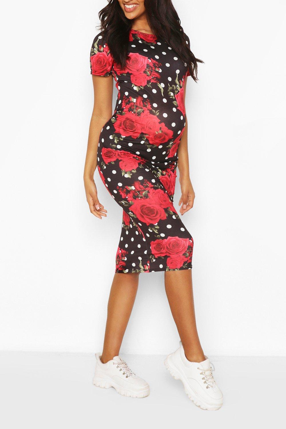 boohoo maternity polka dot dress