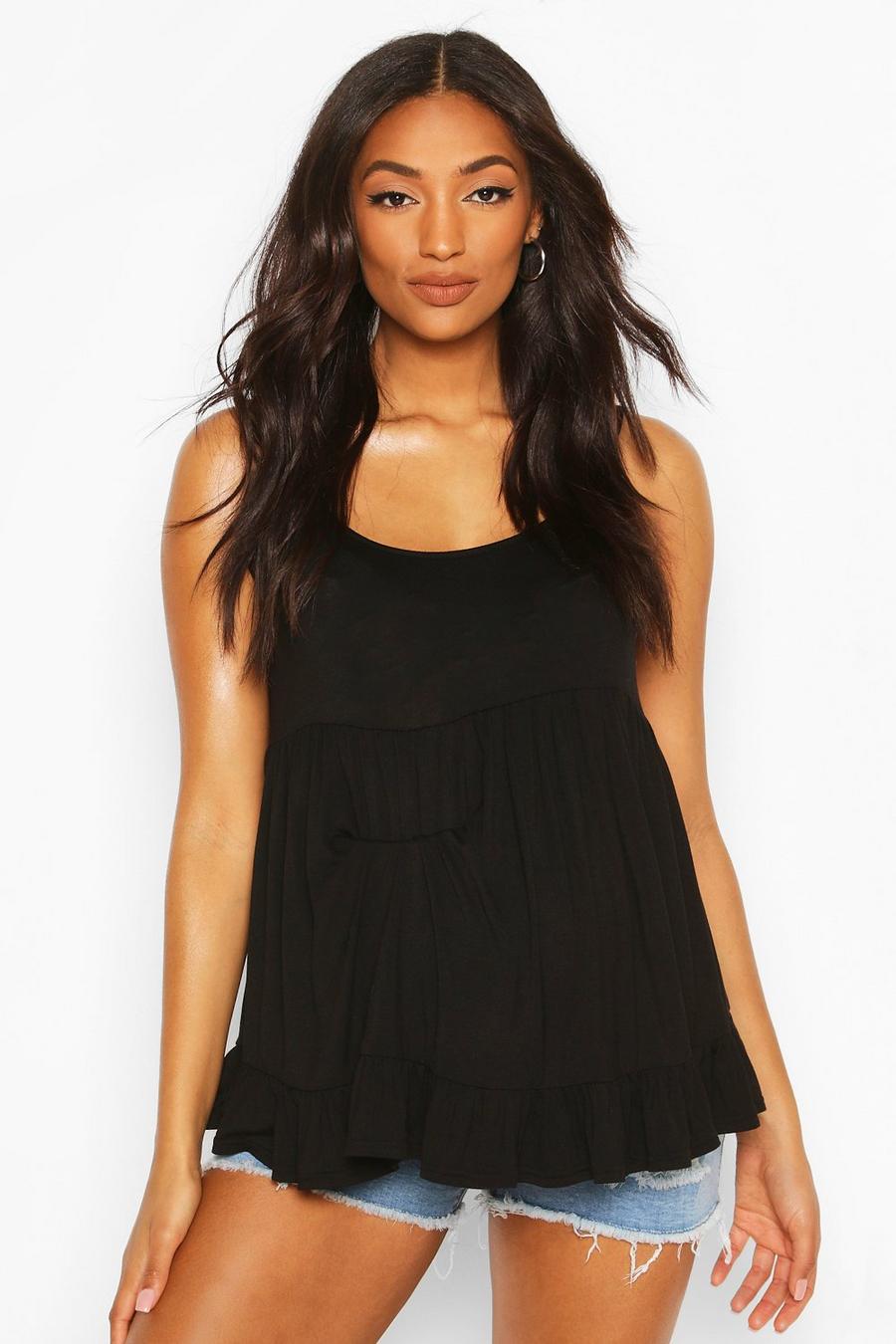 Black Maternity Ruffle Hem Cami Top image number 1