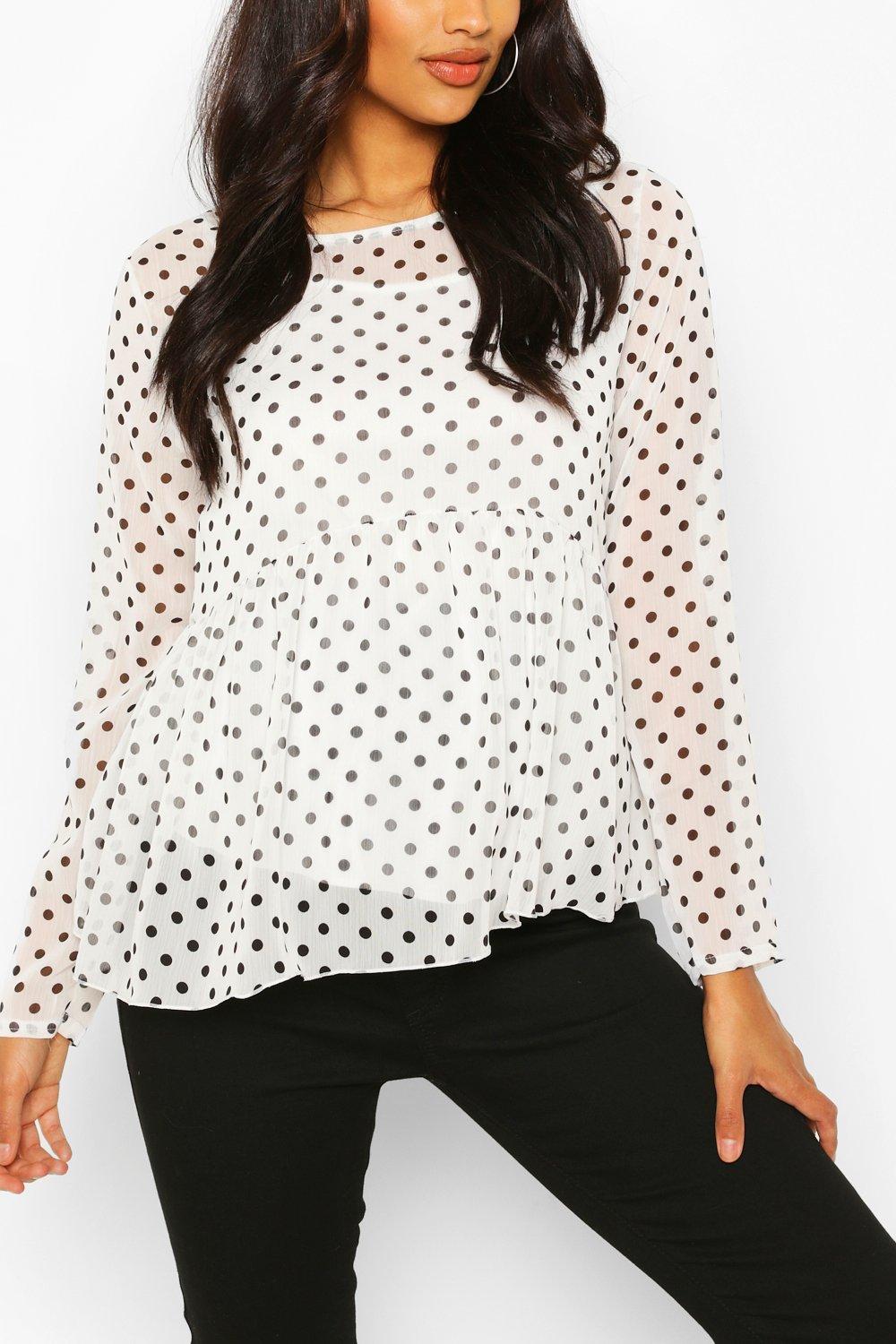 SHEIN Polka Dot Sheer Mesh Top