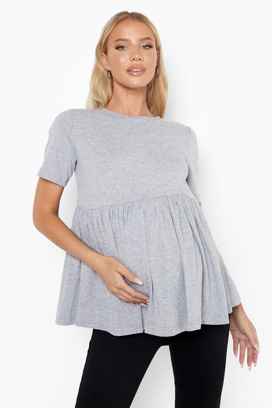Grey marl Maternity Cotton Smock Top image number 1