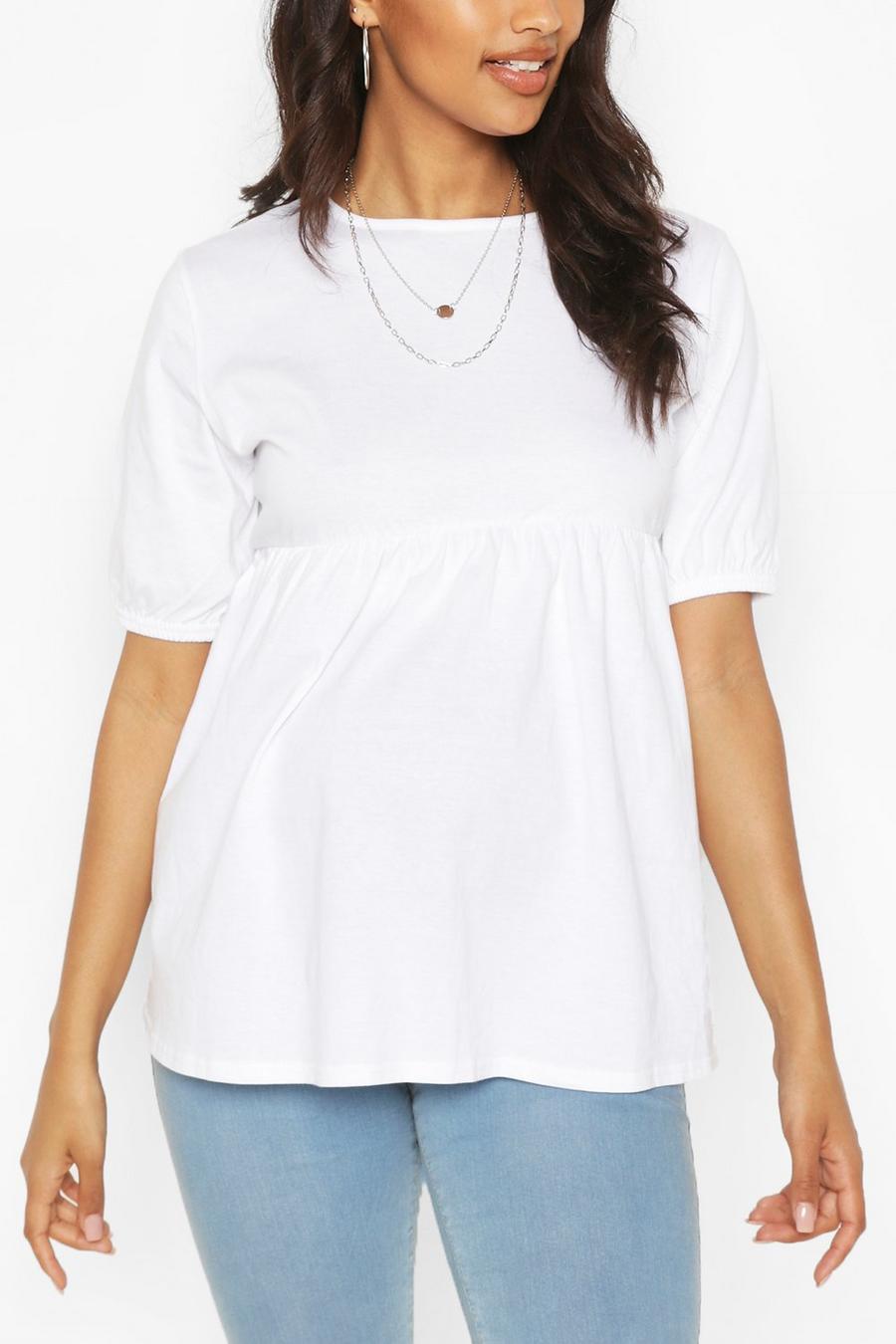 White Maternity Cotton Smock Top image number 1