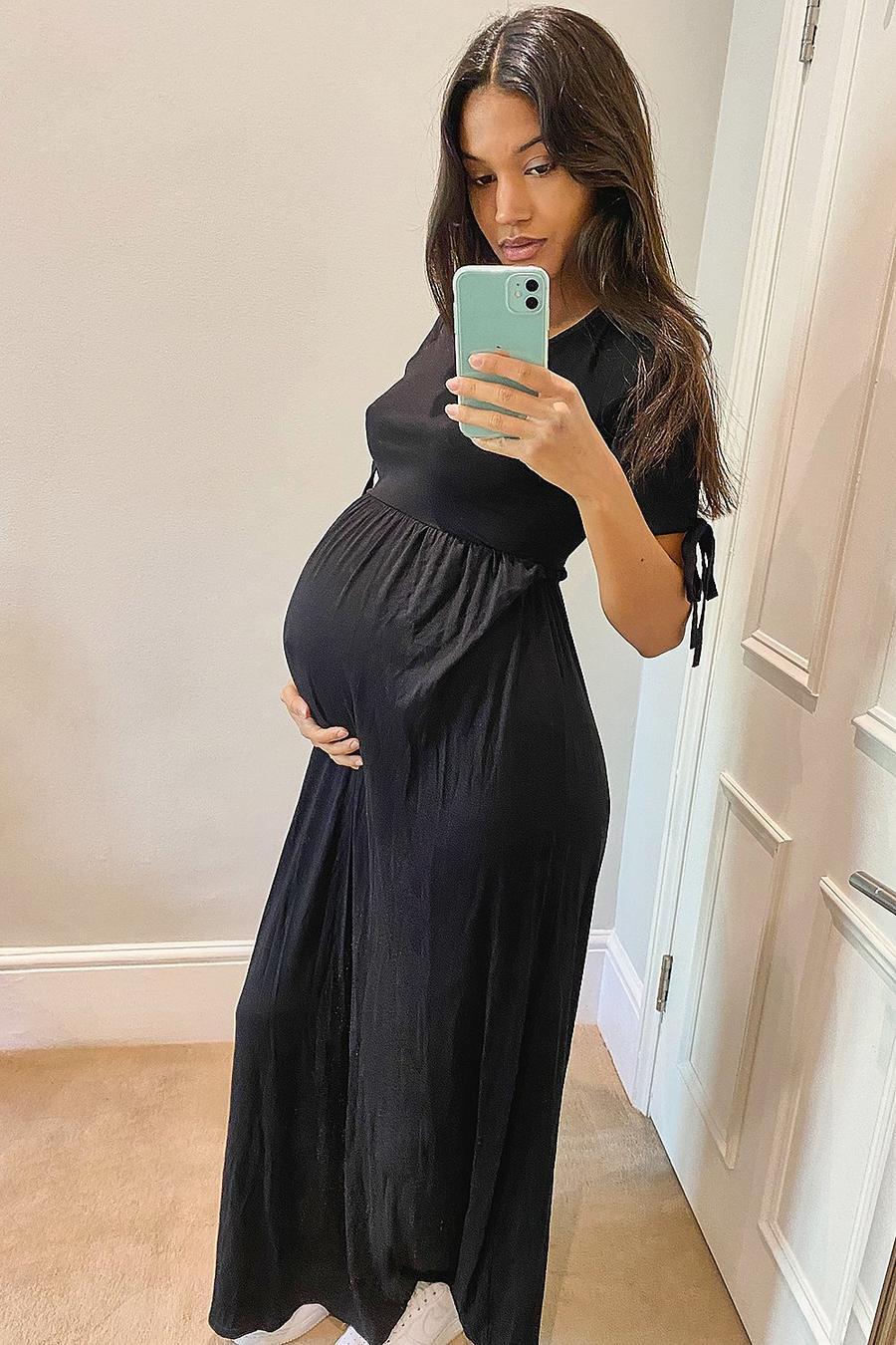 Maternity Maxi Tie Sleeve Dress image number 1