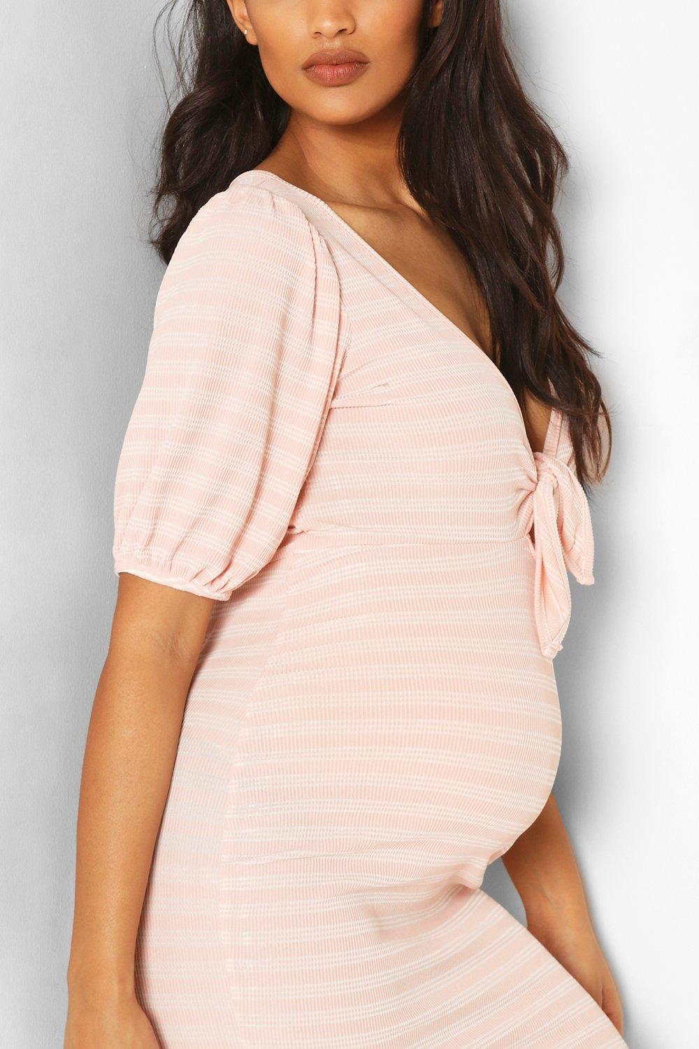 Ribbed Maternity & Nursing Midi Dress