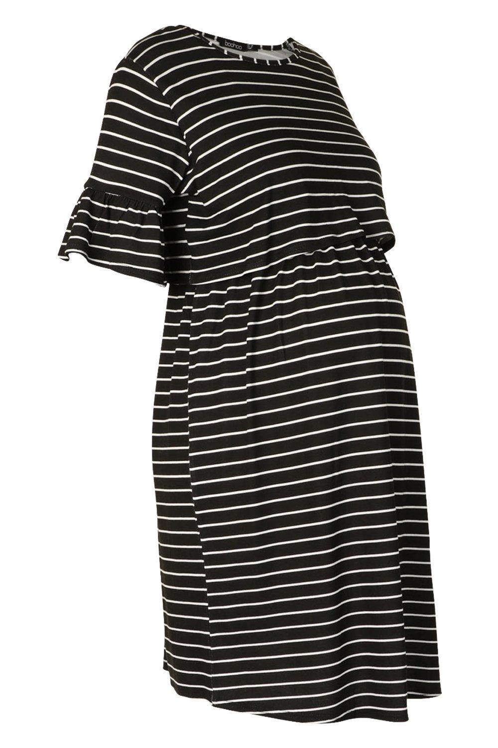 Women's Maternity Stripe Nursing Smock Dress