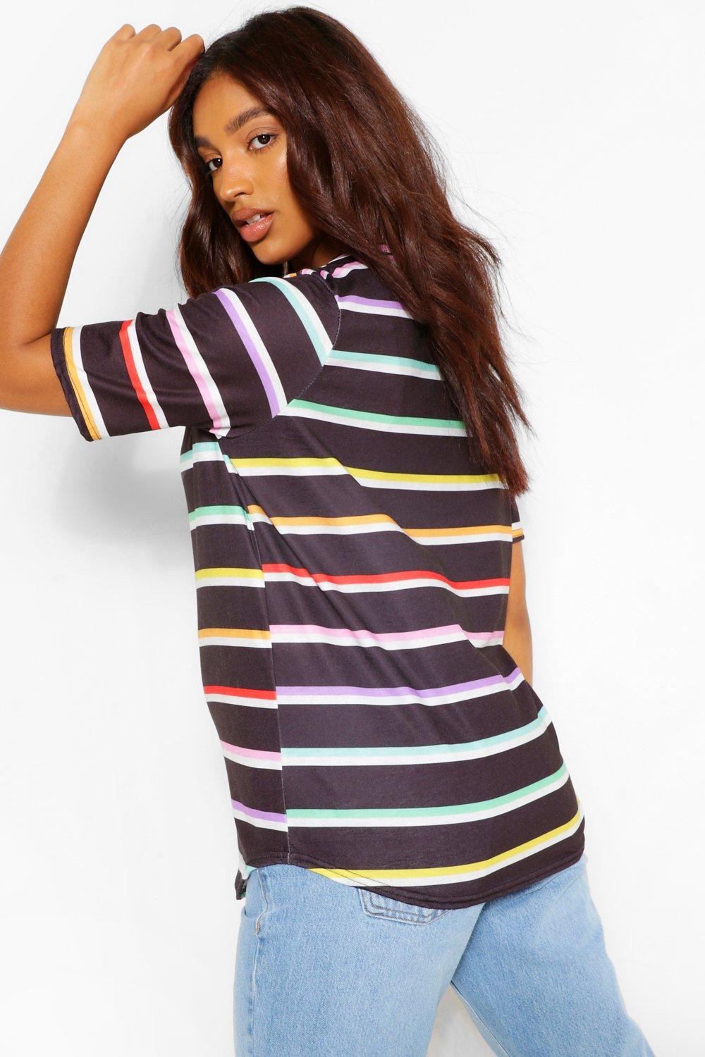 Maternity Rainbow Stripe T Shirt boohoo NZ