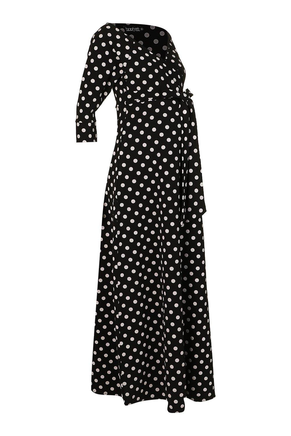 boohoo black polka dot dress