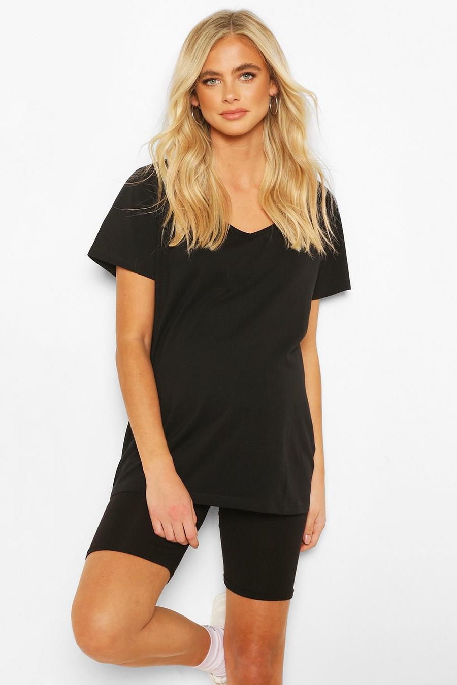 Black Mammakläder - V-ringad t-shirt med ledig passform image number 1