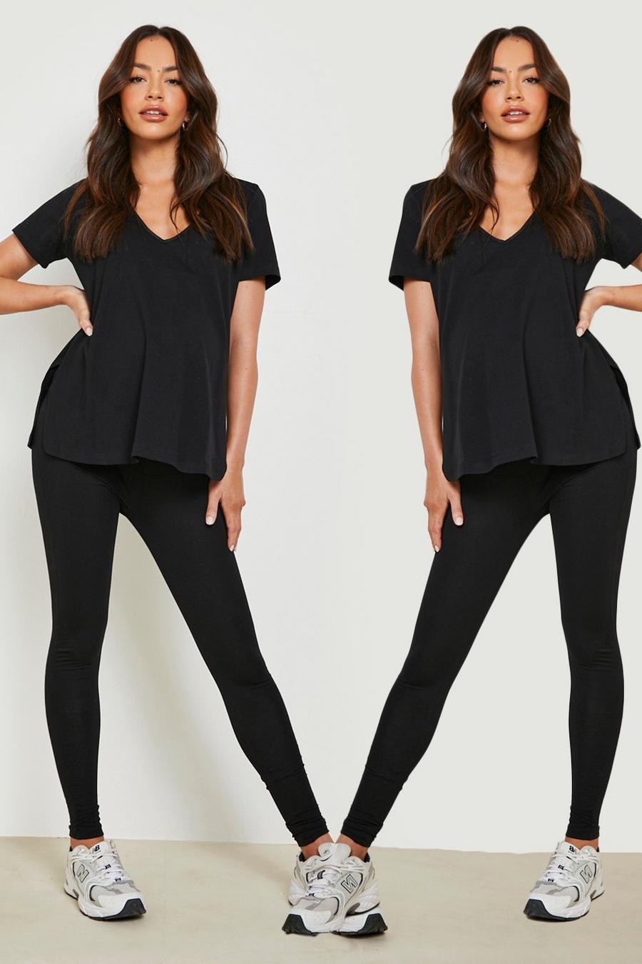Black Maternity 2 Pack Over The Bump Leggings image number 1