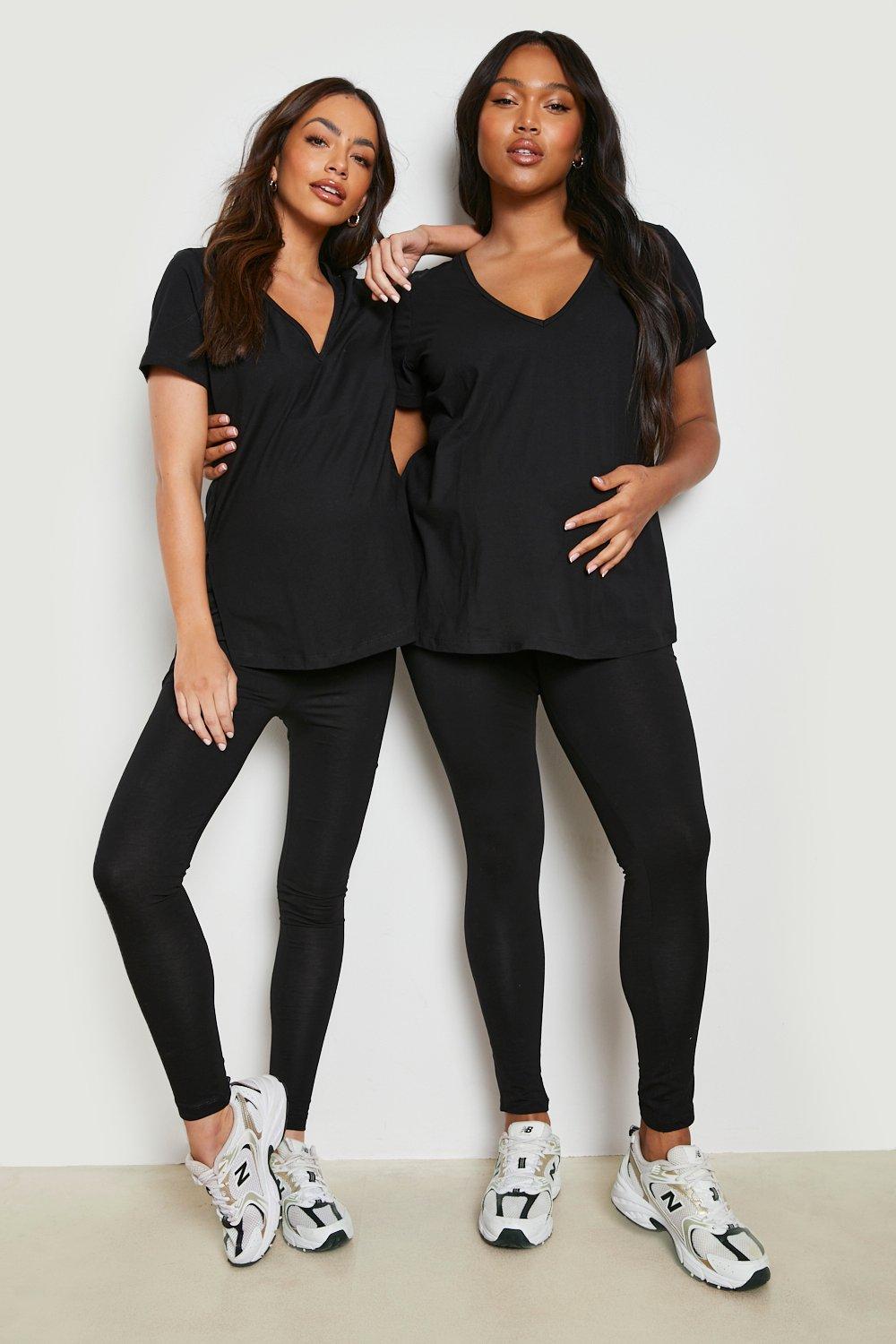 Buy Boohoo Maternity Leather Look Over The Bump Leggings In Black