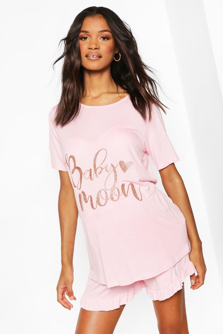 Mammakläder - "Babymoon" Pyjamasset med volangshorts image number 1