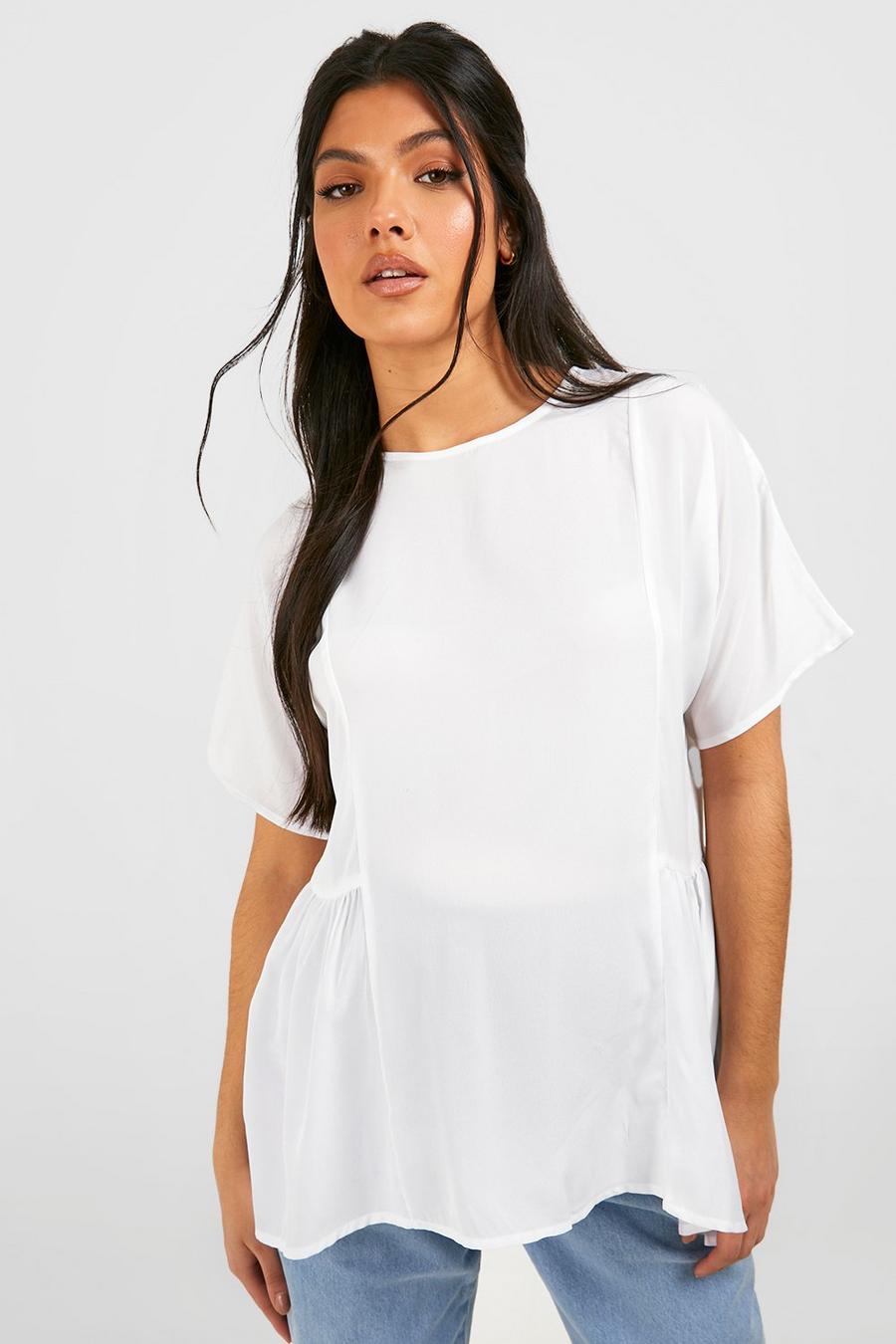 Top Premamá holgado estilo túnica con filo desigual, Blanco image number 1