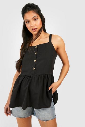 Maternity Button Front Cami Smock Top black