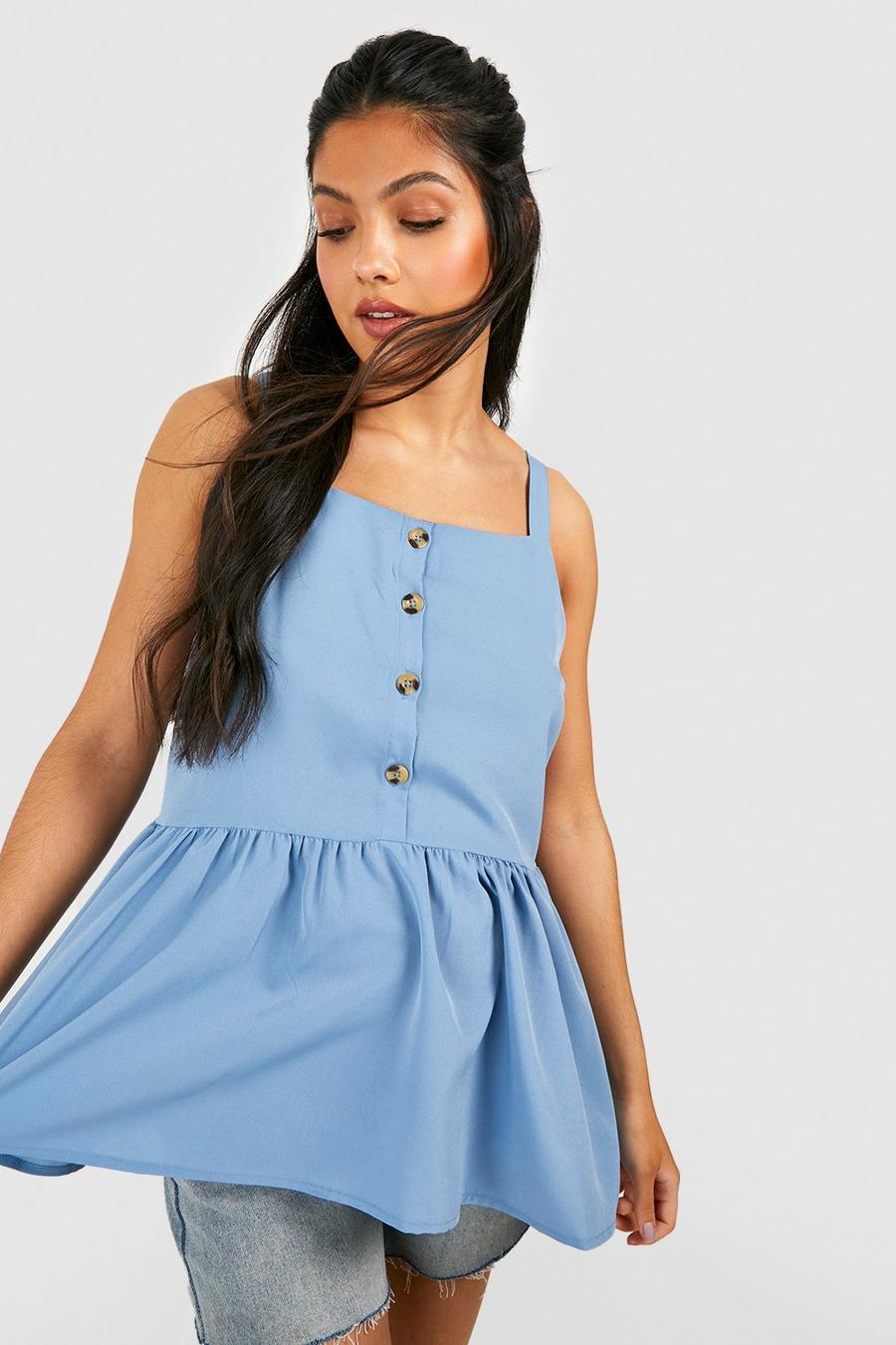 Pastel blue blå Maternity Button Front Cami Smock Top
