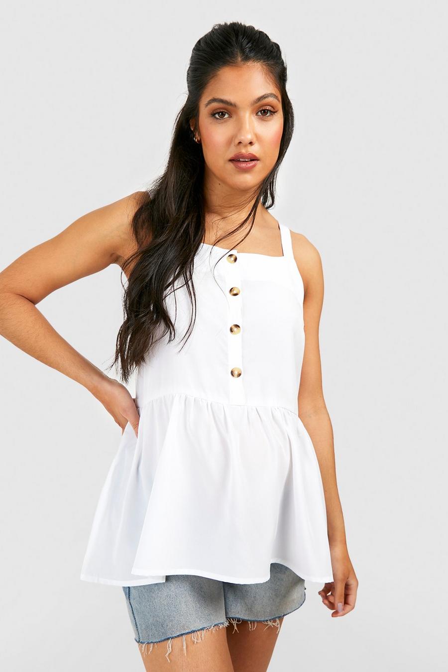 White טופ קמיסול סמוק עם כפתורים בחזית בגדי היריון image number 1
