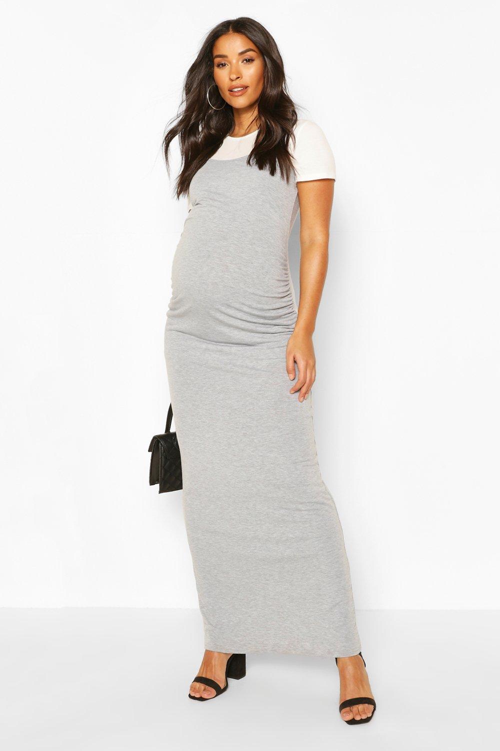 grey maternity maxi dress