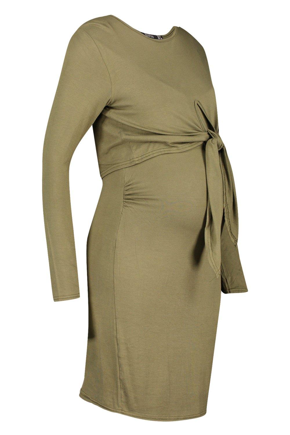 Maternity Nursing Tie Side Midi Dress boohoo USA