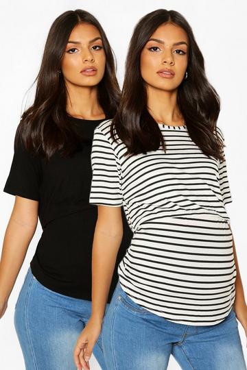 Maternity 2 Pack Nursing T Shirt black