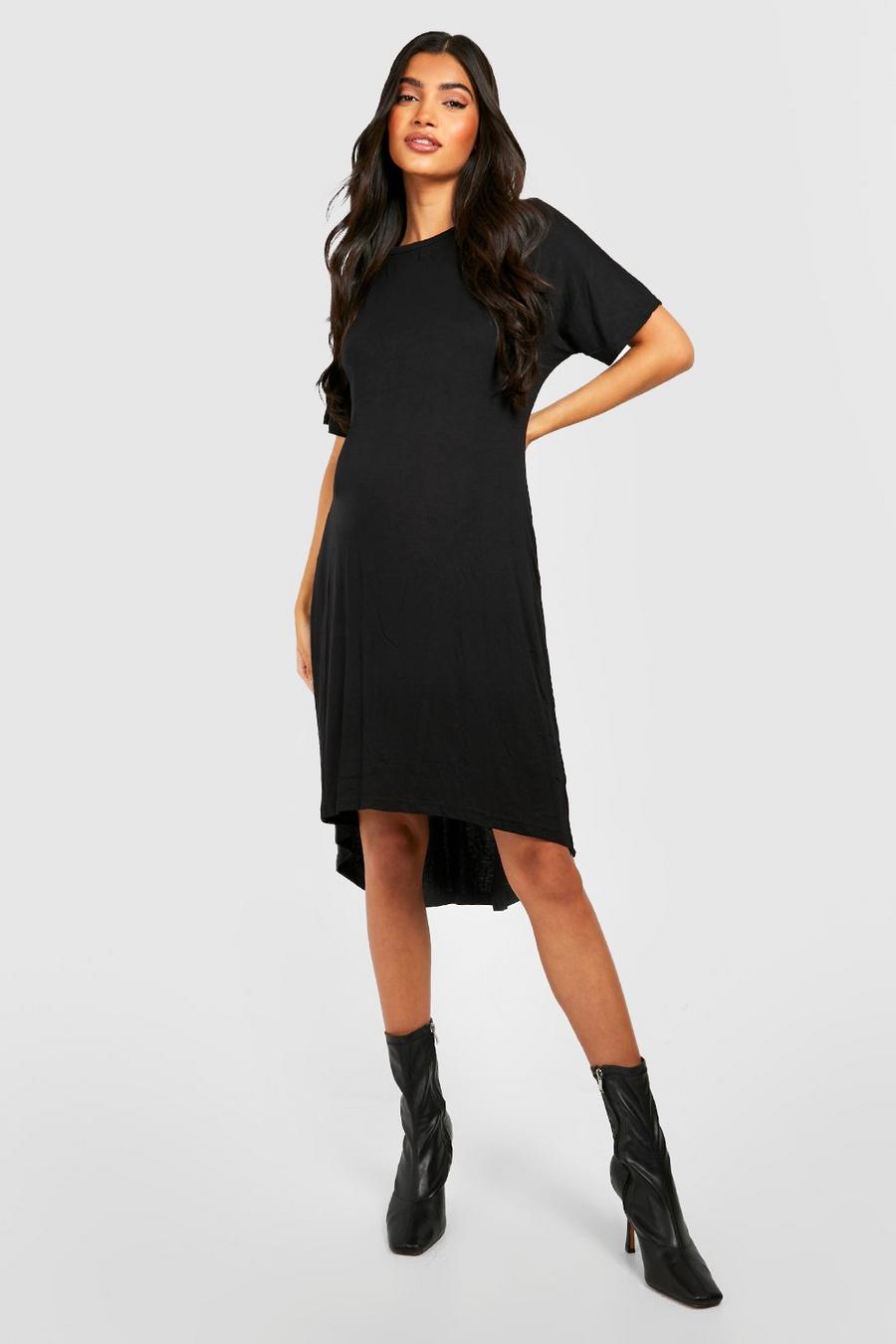 שחור שמלת טישרט אוברסייז עם מכפלת אסימטרית להיריון  image number 1