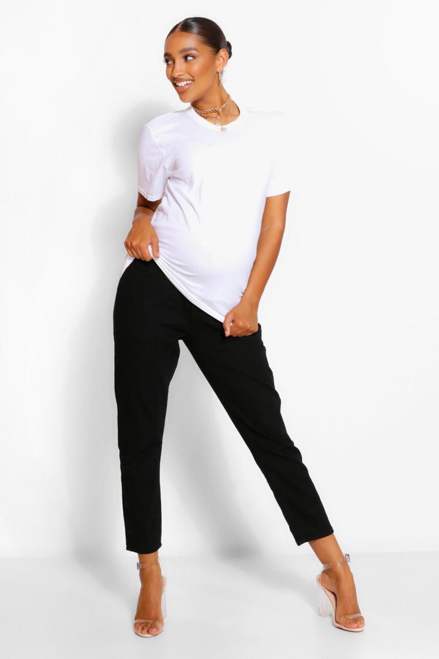 Black Maternity Straight Leg Over The Bump Jeans image number 1