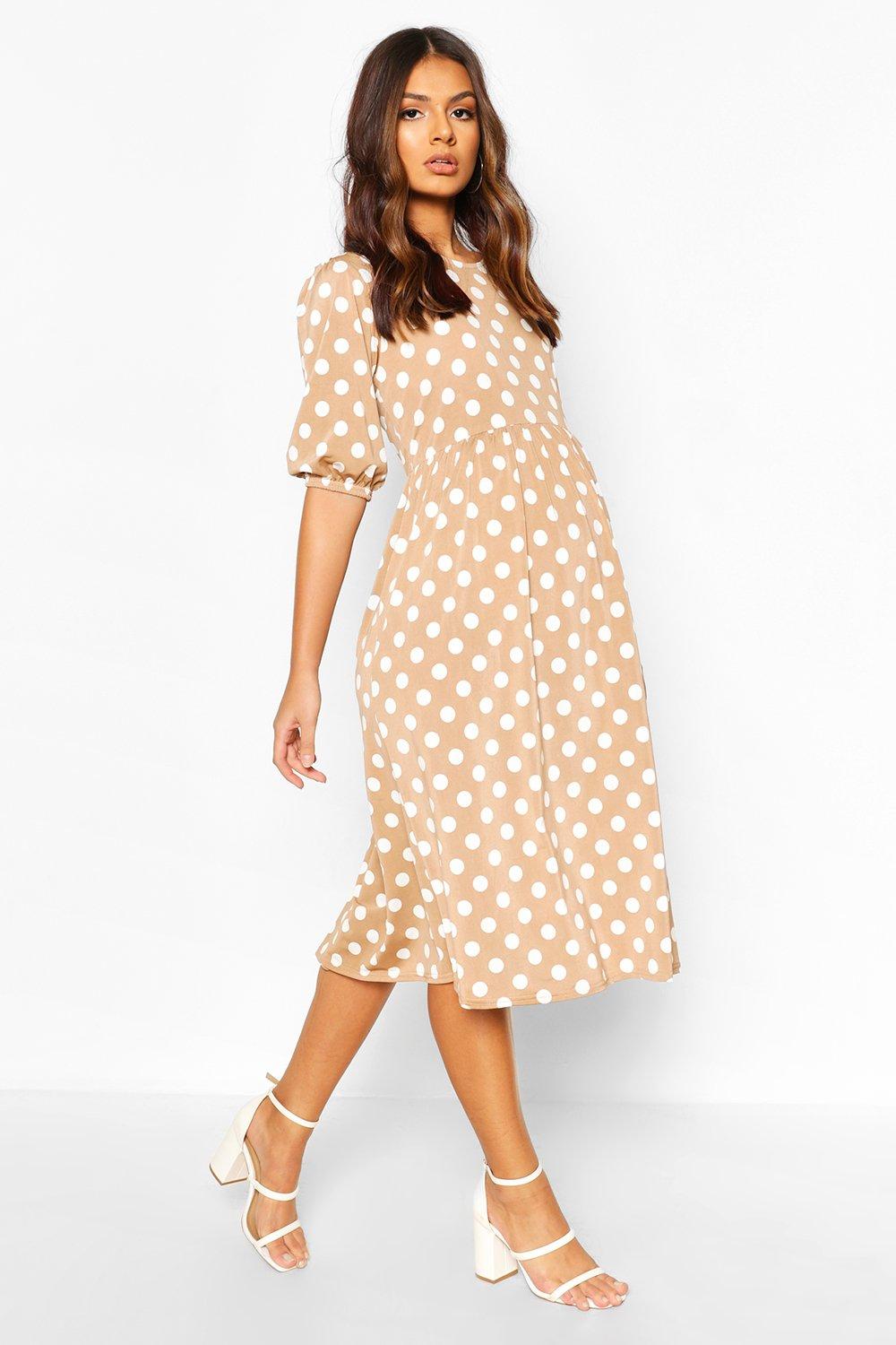 mocha polka dot dress
