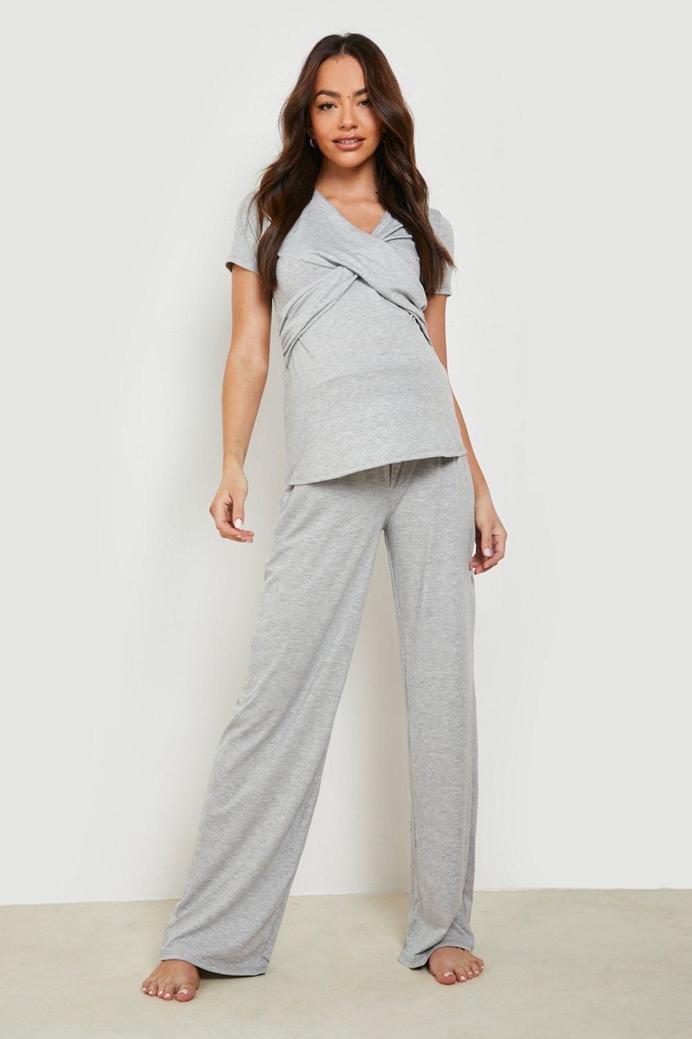 Women's Maternity Wrap Front Nursing Pyjama Trouser Set