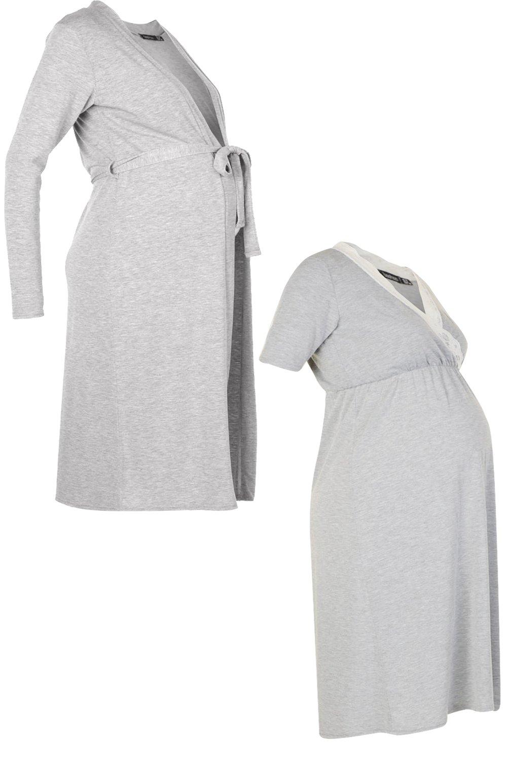 Maternity Nursing Nightgown & Robe Set