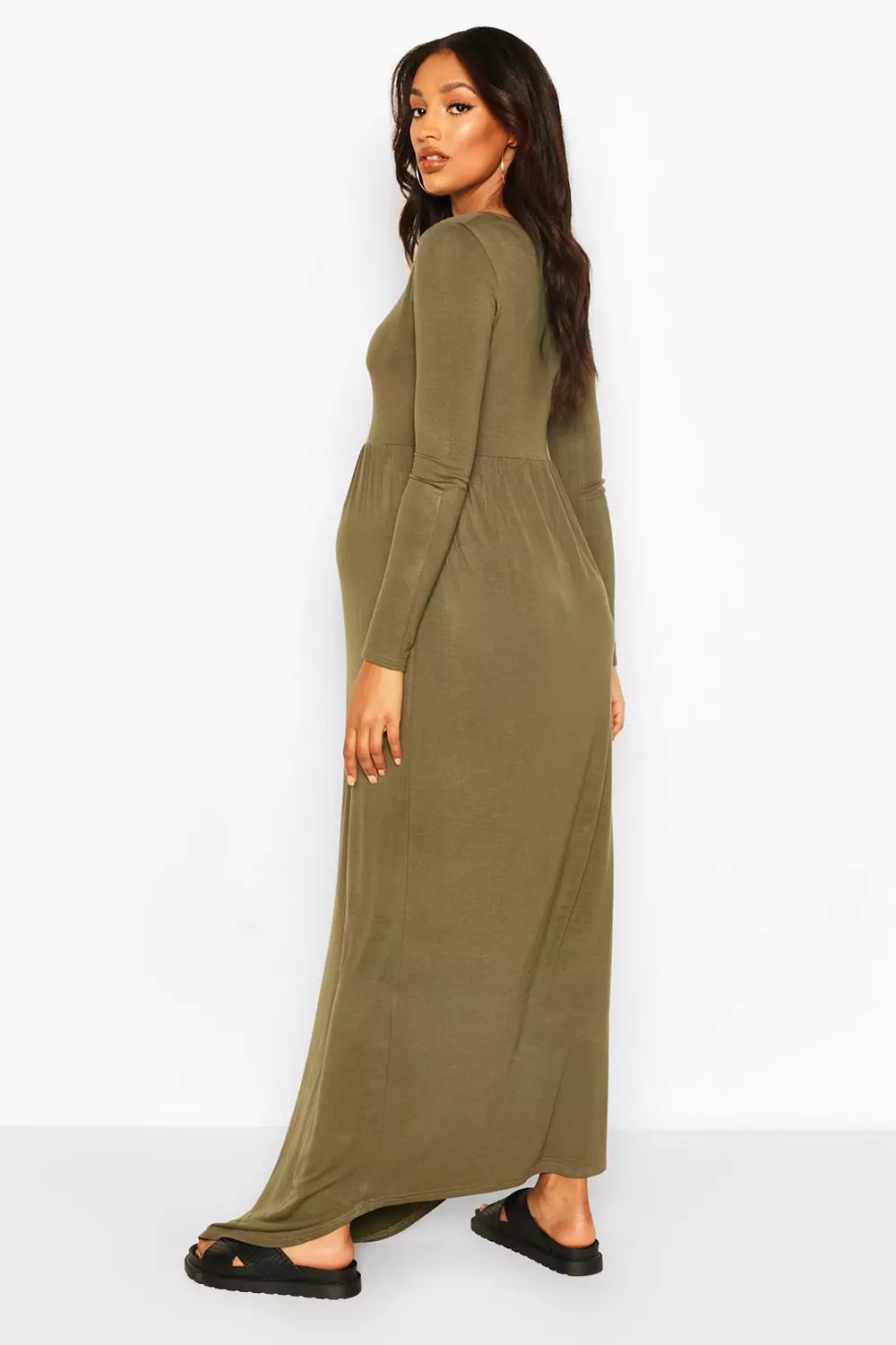 Long sleeve button shop front maxi dress