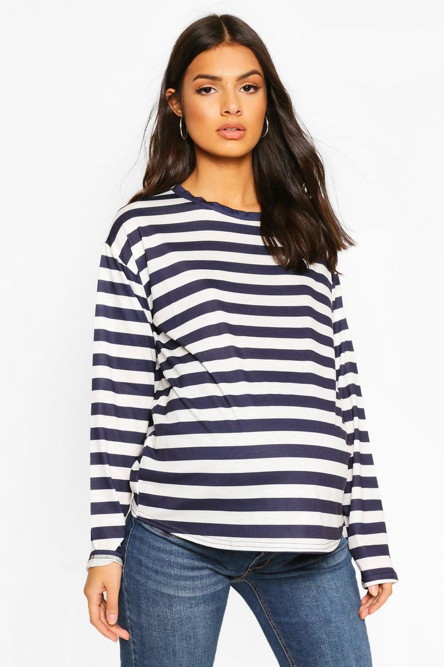 Maternity Long Sleeve Stripe Top image number 1