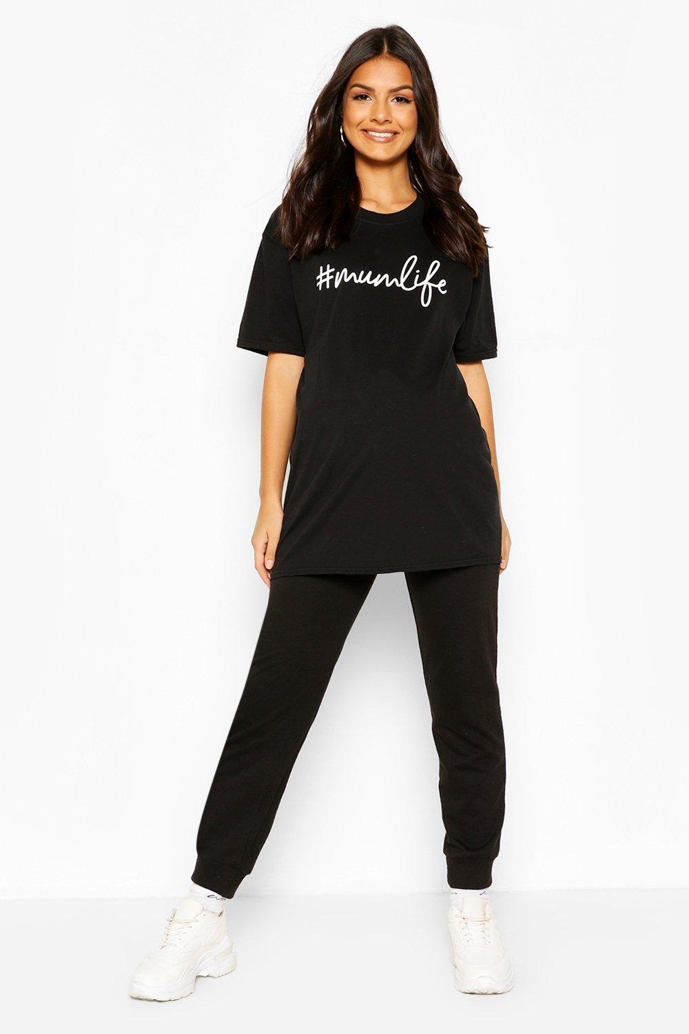 Black Mammakläder - "#Mumlife" T-shirt med text image number 1