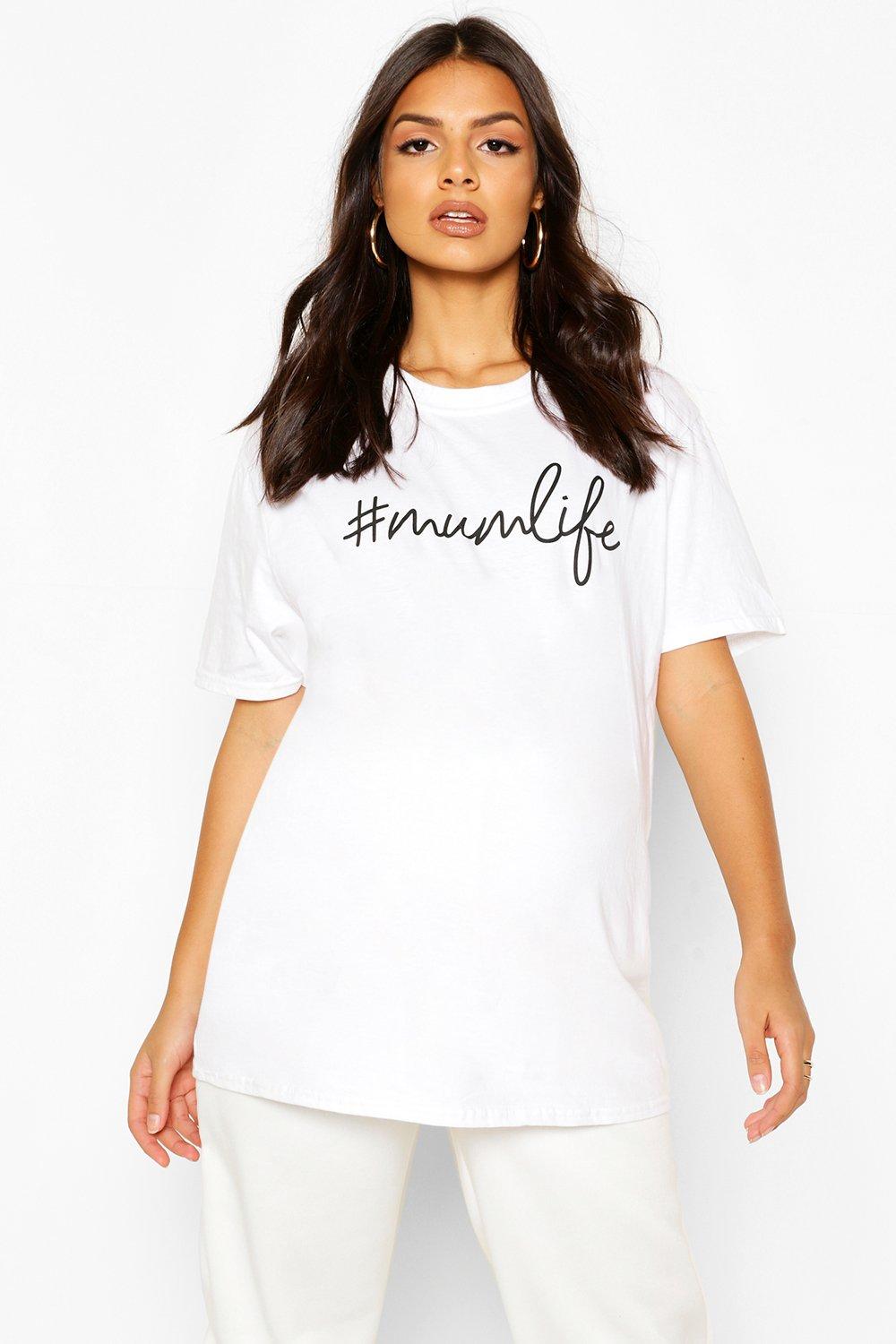 White Mammakläder - "#Mumlife" T-shirt med text image number 1