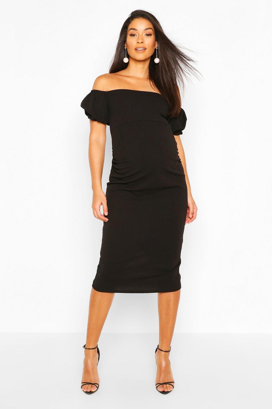 Maternity Off The Shoulder Puff Sleeve Midi Dress image number 1
