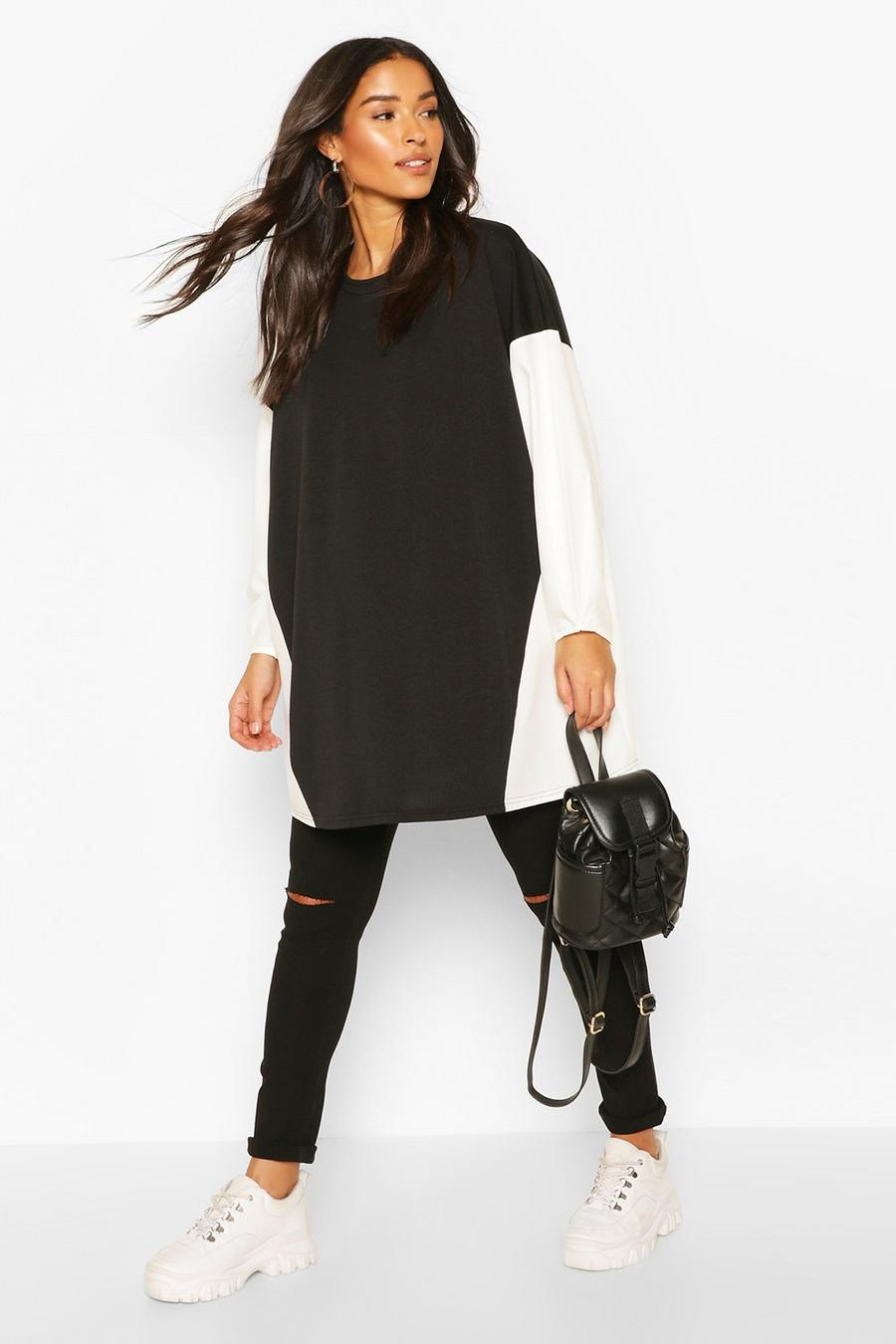 Black Maternity Contrast Tunic Blouse image number 1