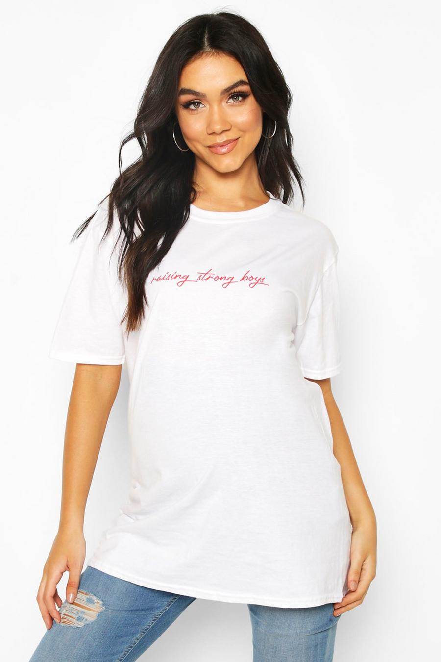 T-shirt premaman con scritta “Raising Strong Boys” image number 1