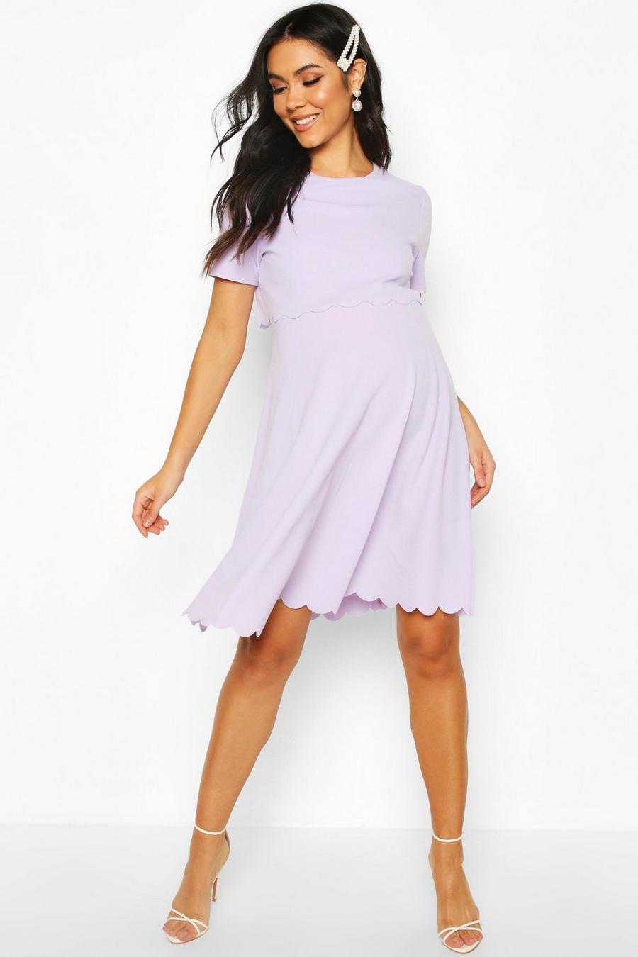 Lilac Maternity Double Layer Scallop Skater Dress image number 1