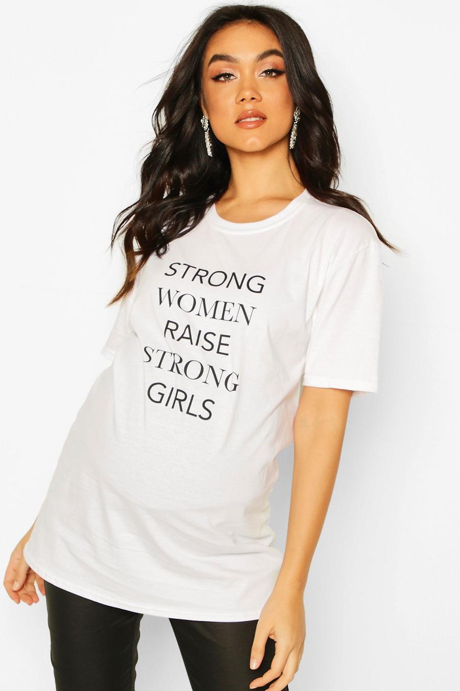 T-shirt premaman con scritta Strong Women Strong Girls image number 1