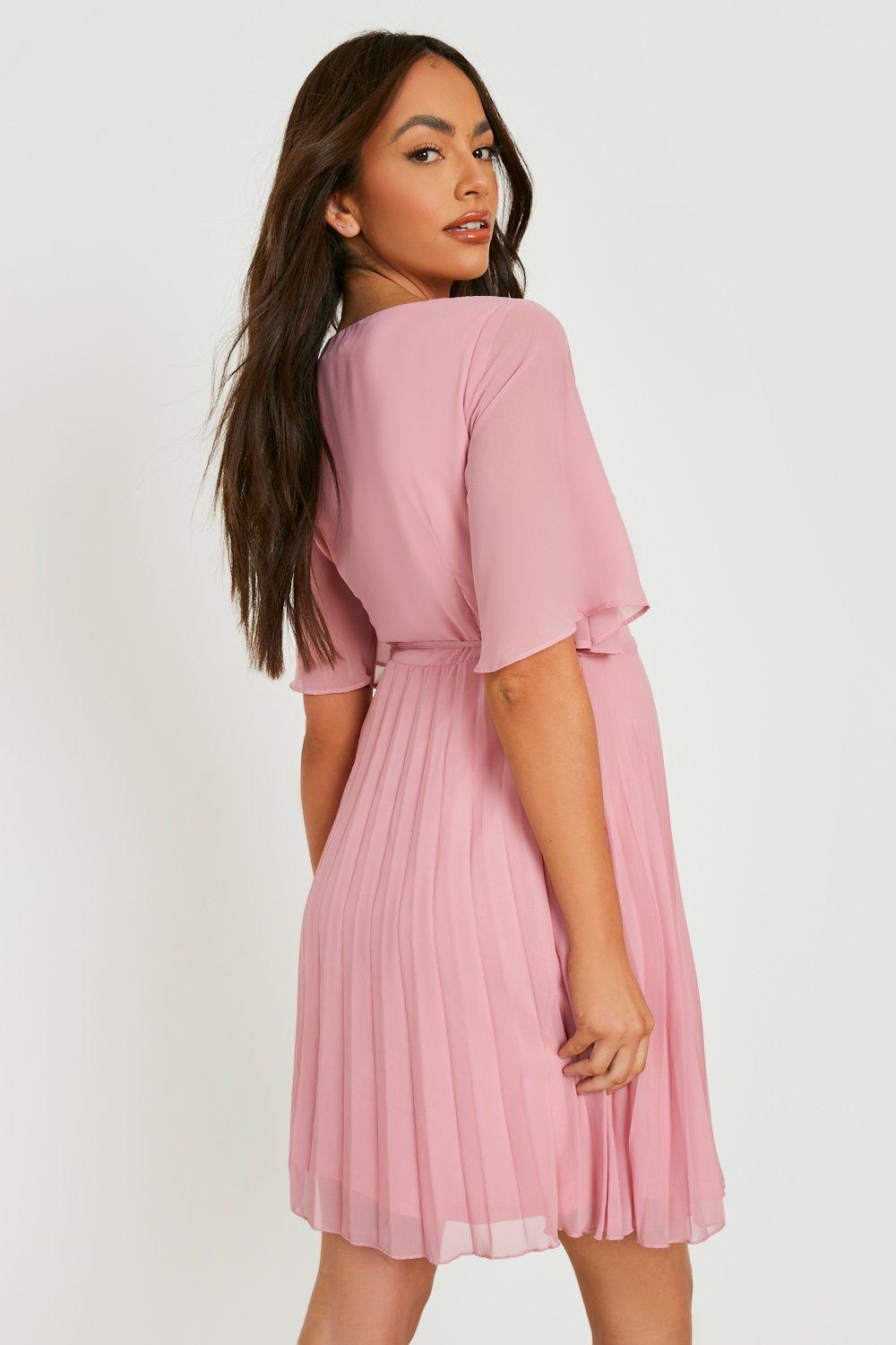 Blush Pink Pleated Maternity Dress