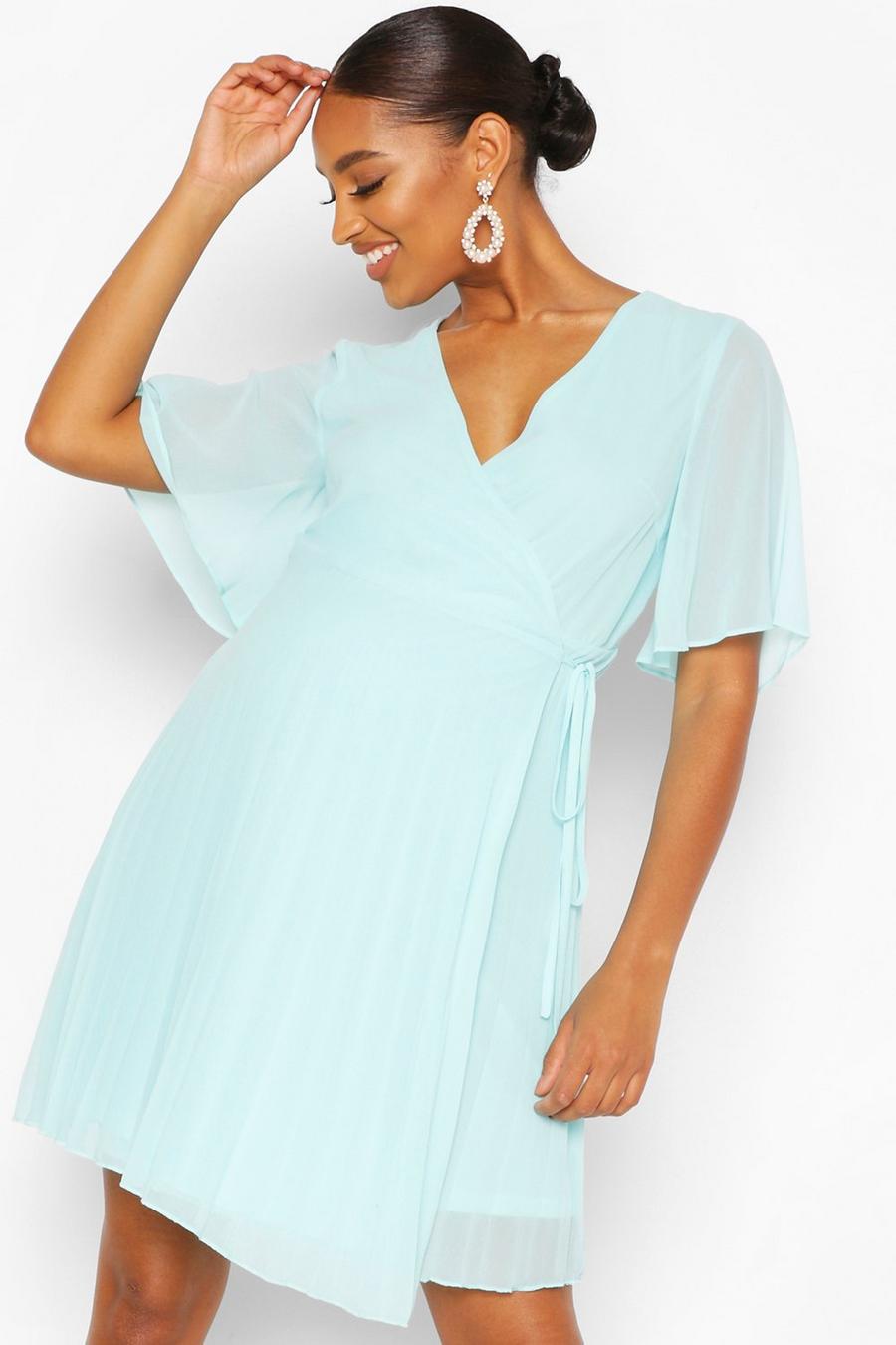 Mint Maternity Pleated Wrap Skater Dress image number 1