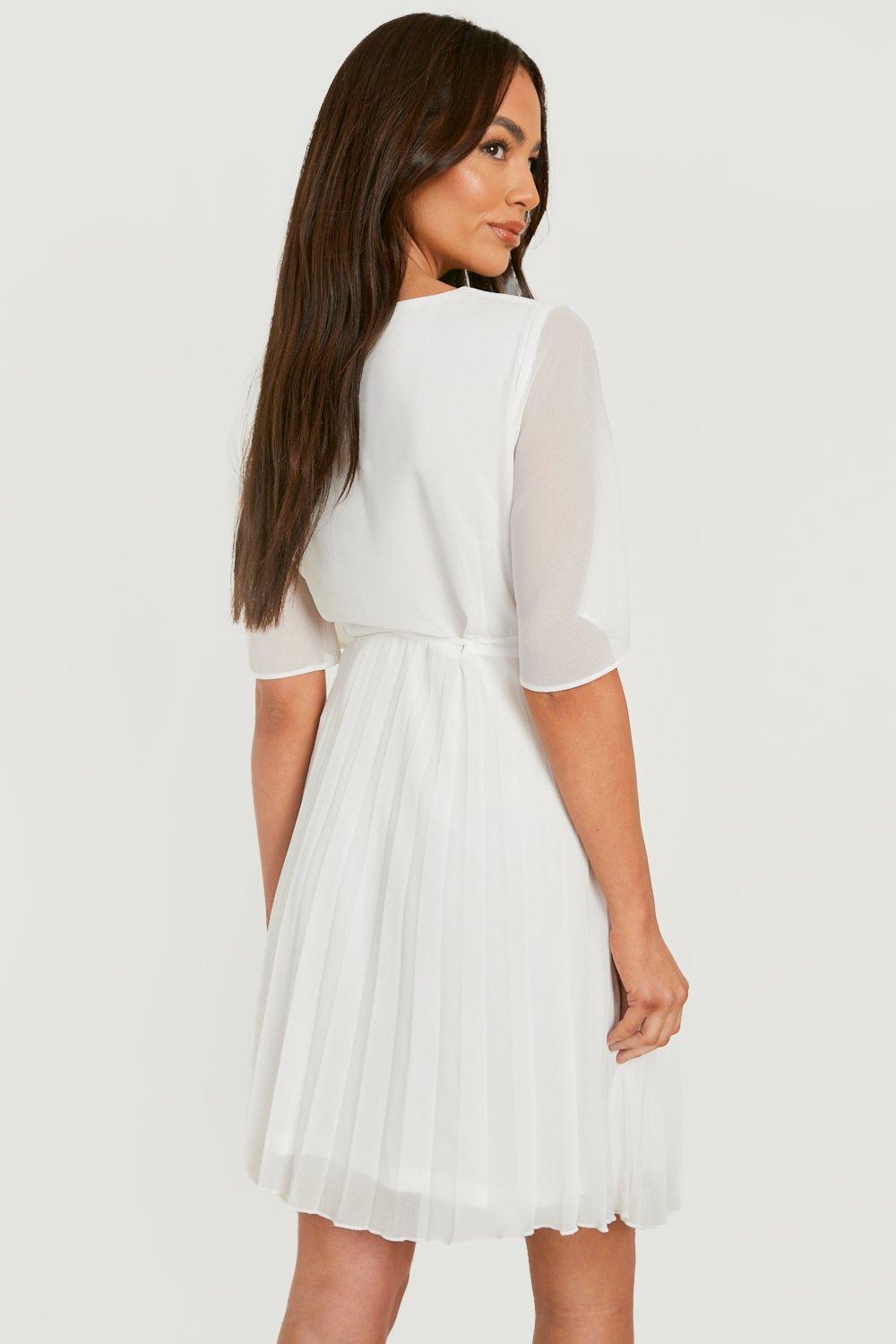 Maternity Pleated Wrap Skater Dress boohoo