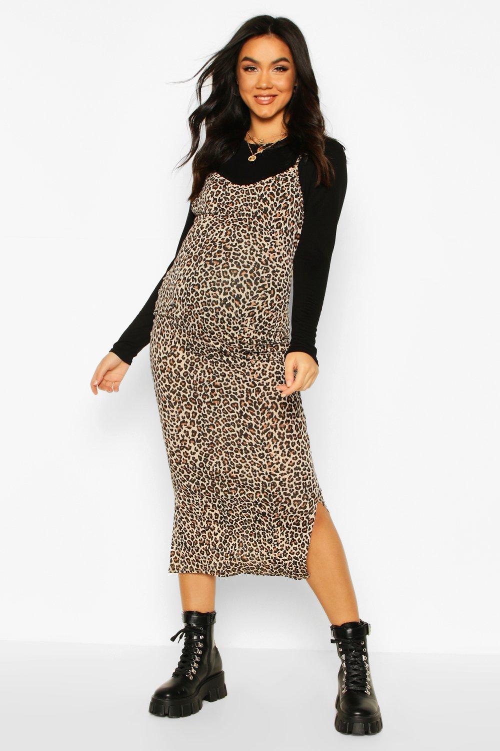 boohoo maternity leopard print dress