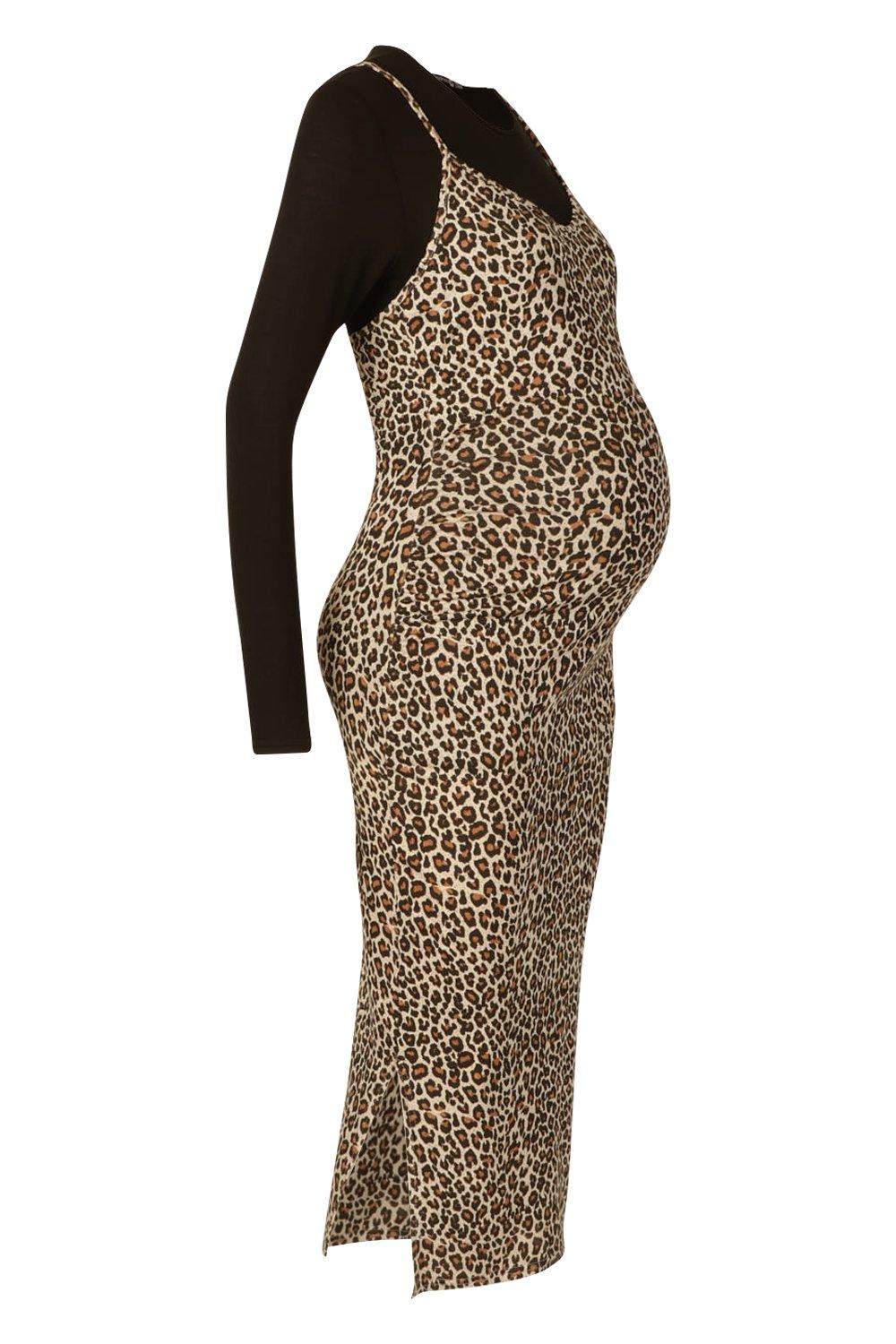 boohoo maternity leopard print dress