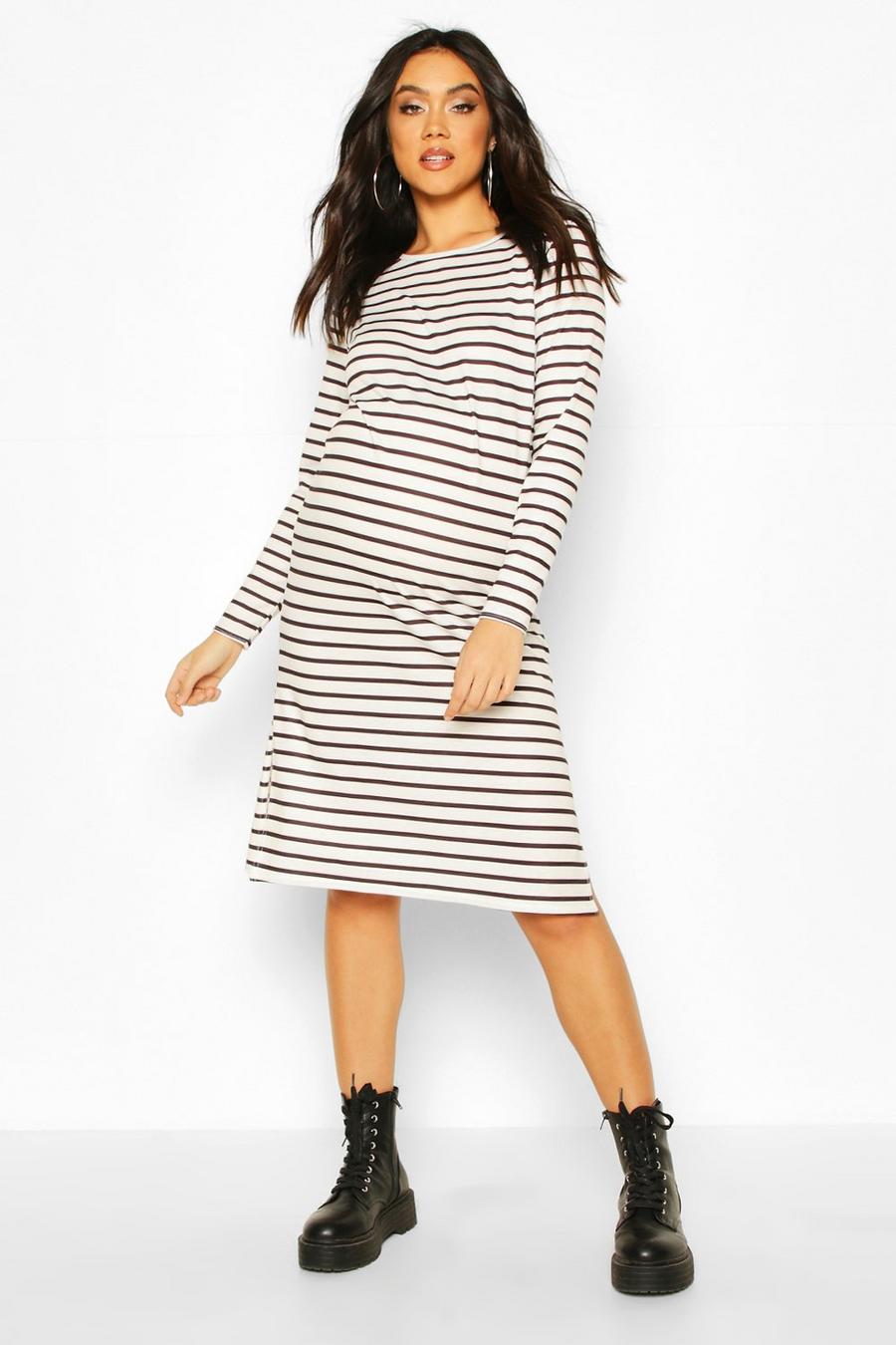 Maternity Stripe Side Split Shift Dress image number 1