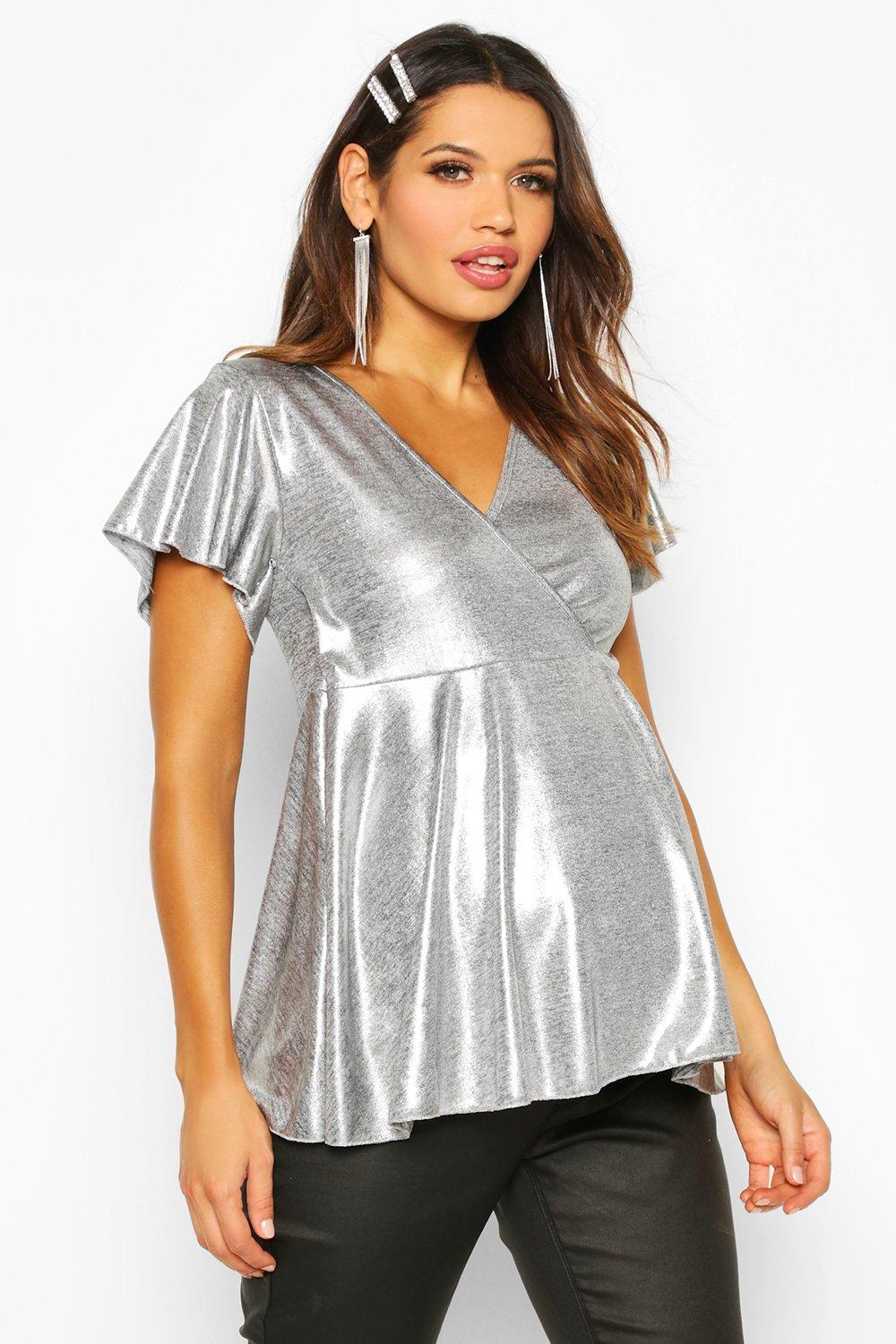 silver peplum top