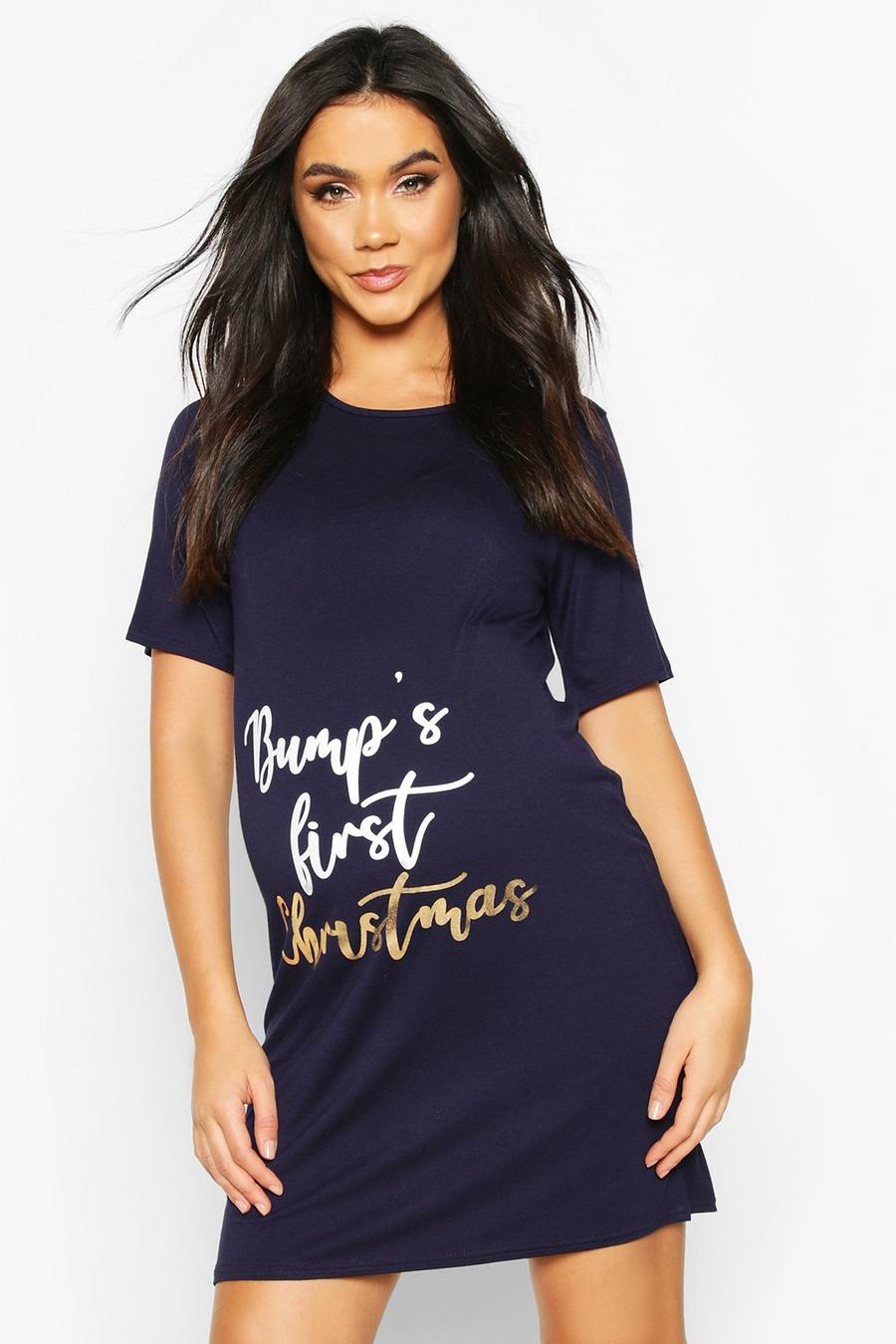 Navy Maternity 'Bumps First Christmas' Nightgown image number 1
