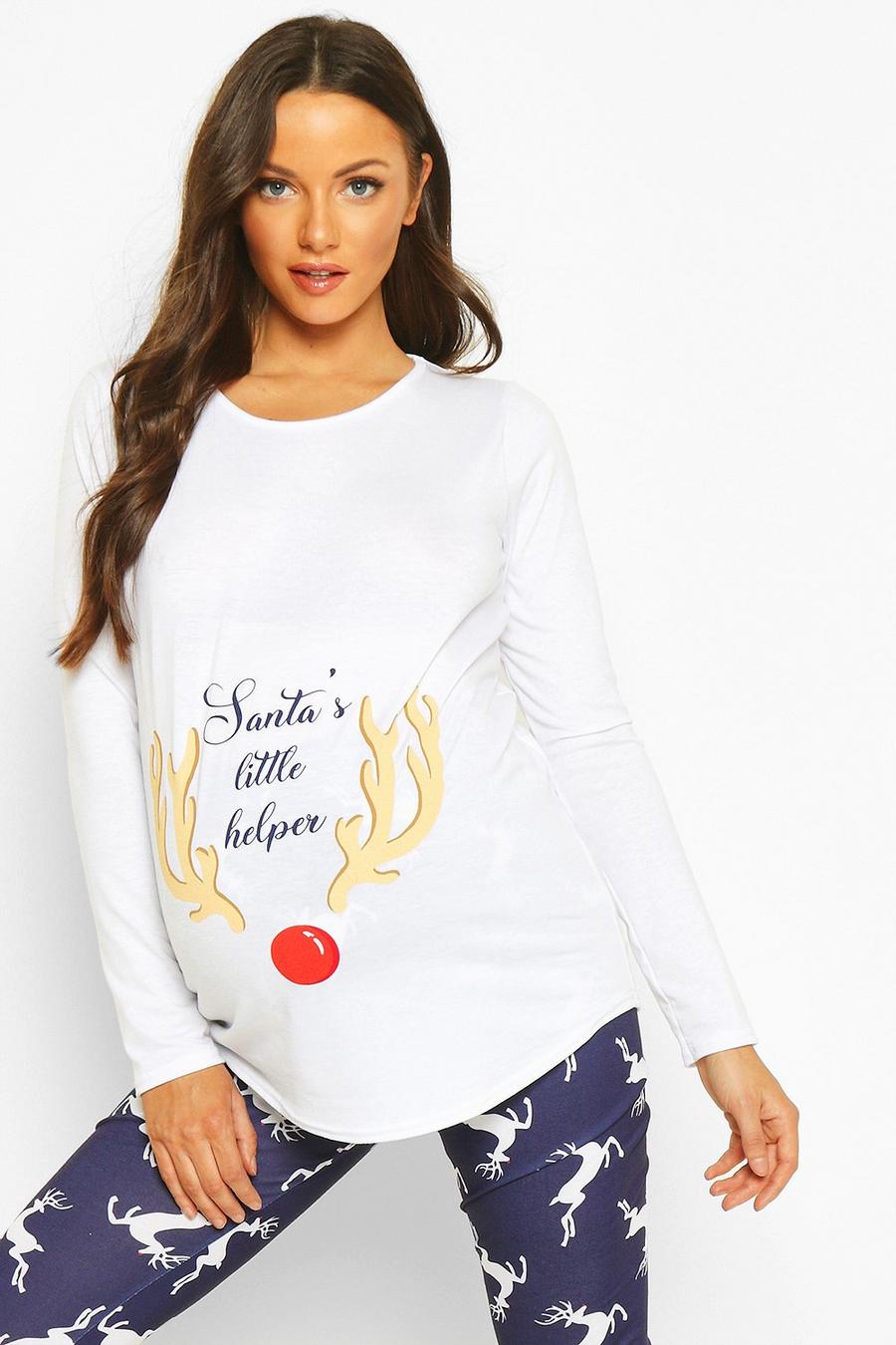 Navy marinblå Maternity 'Santa's Little Helper' Christmas Pyjamas image number 1