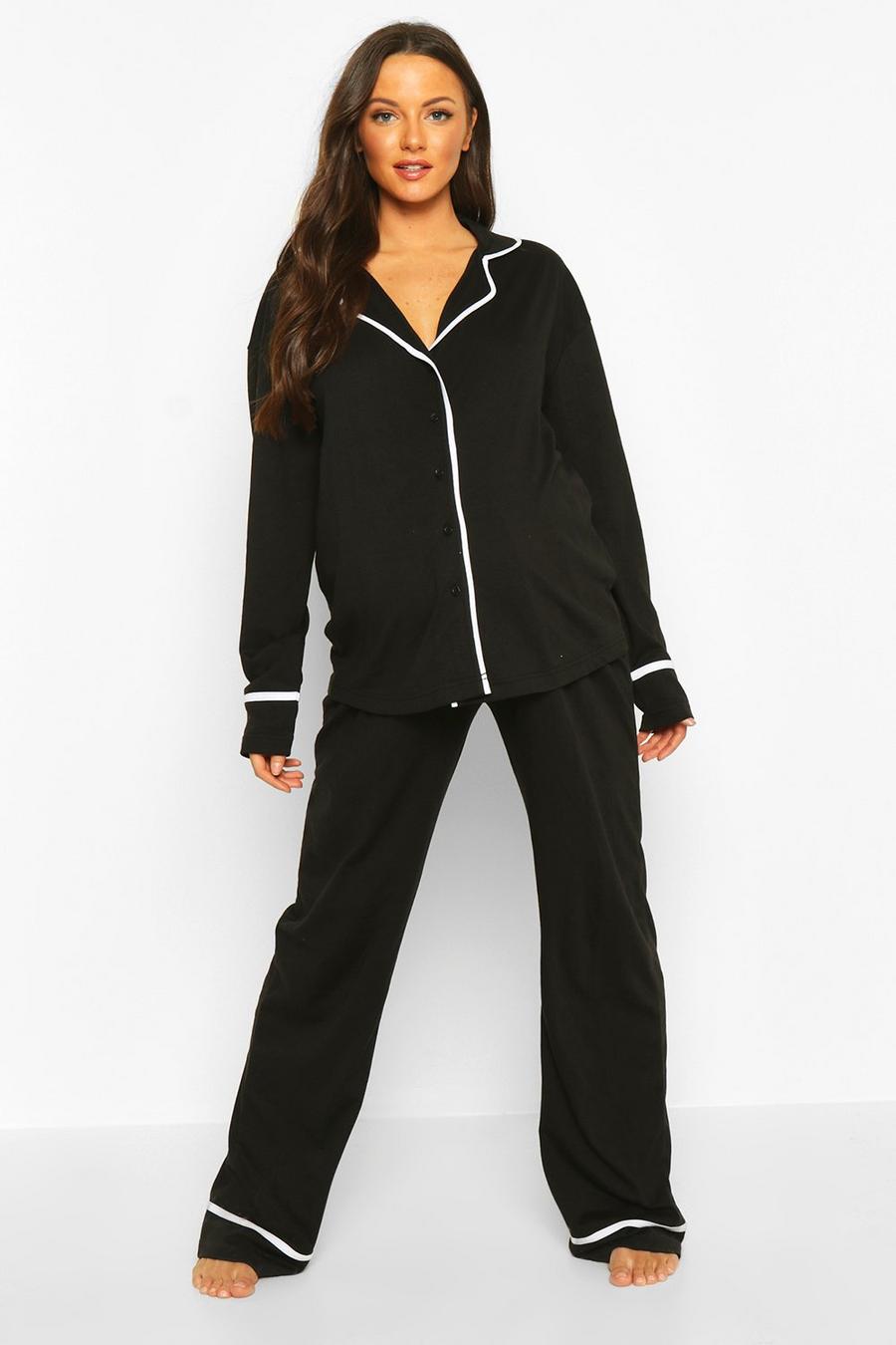 Black Mammakläder - Pyjamasset med kantband image number 1