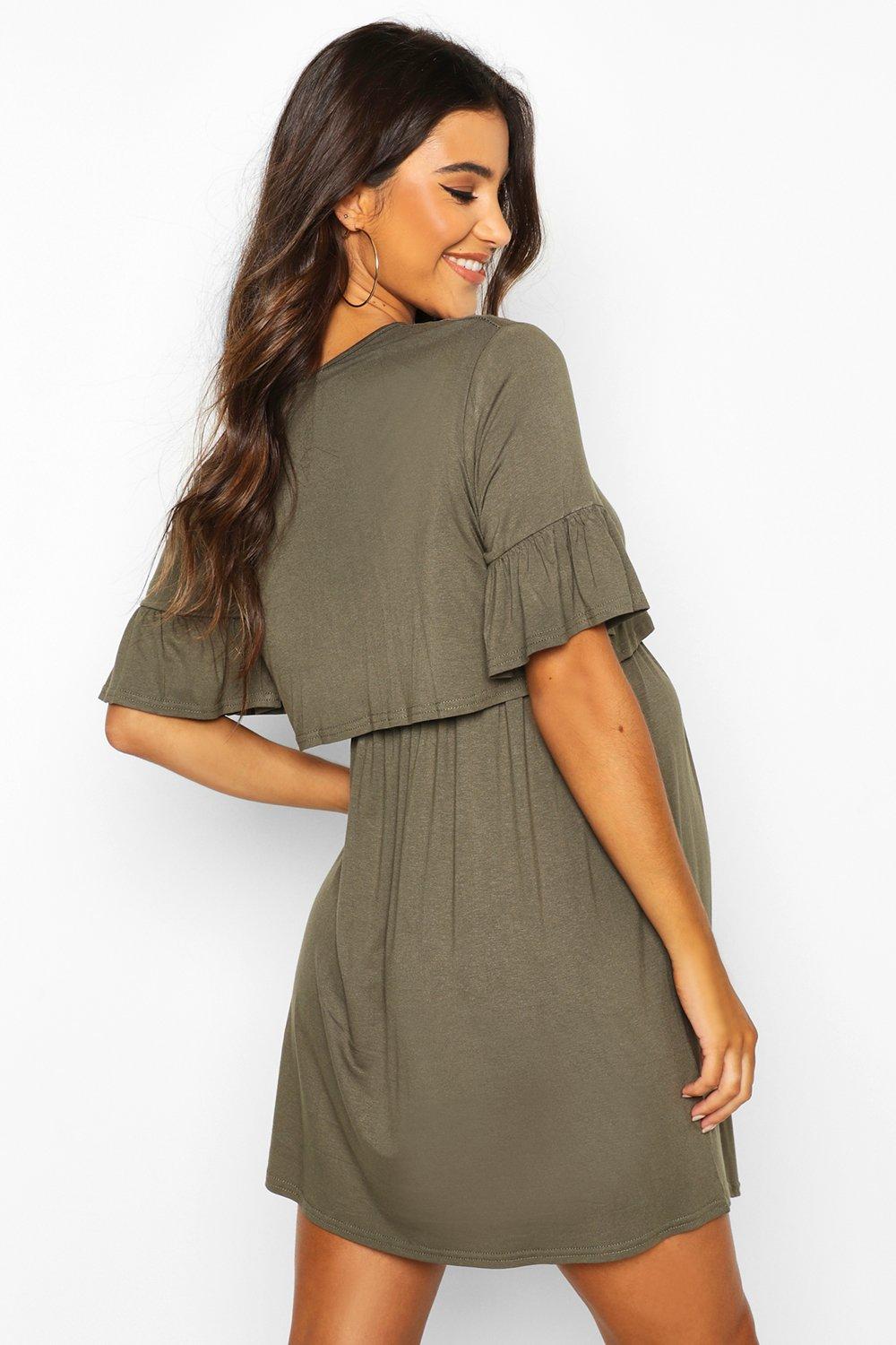 Women s Maternity Nursing Smock Dress Boohoo UK