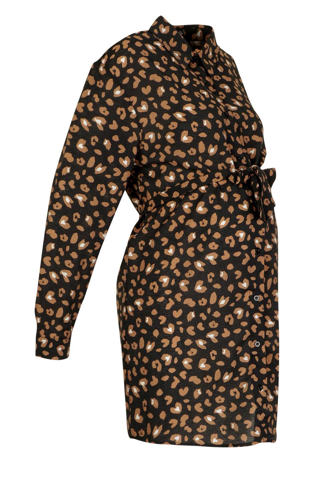 Boohoo maternity hotsell leopard print dress