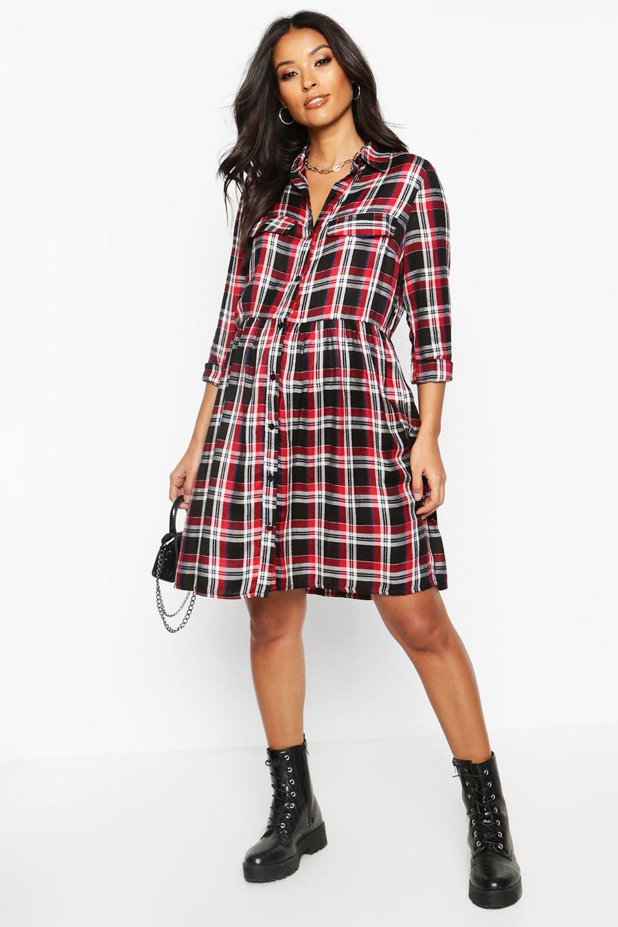 Maternity Flannel Woven Smock Shirt Dress image number 1