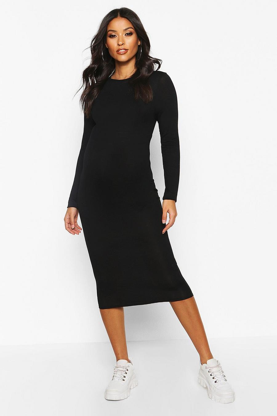 שחור שמלת בייסיק צמודה בגדי היריון image number 1